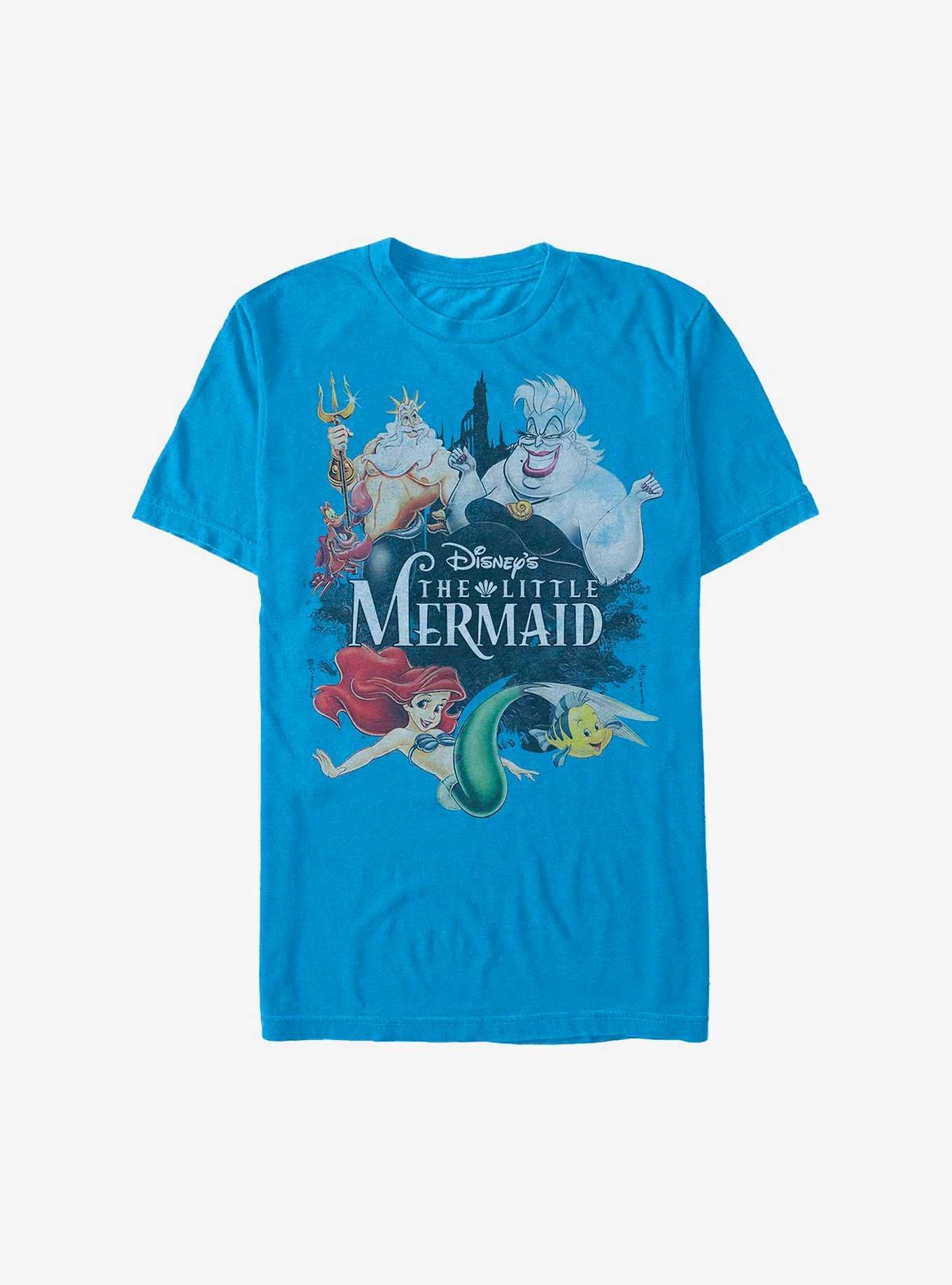 Disney The Little Mermaid Watercolor Poster Extra Soft T-Shirt, TURQ, hi-res