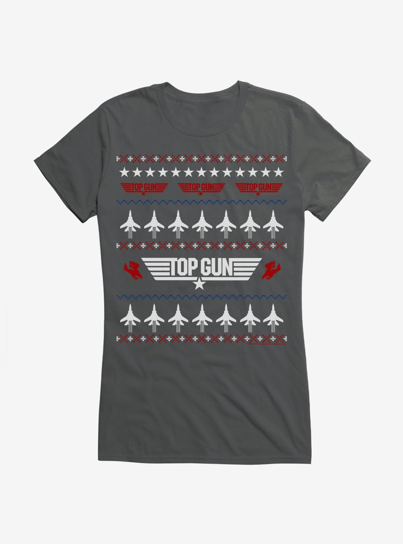 Top Gun Ugly Christmas Sweater Jets Girls T-Shirt, CHARCOAL, hi-res