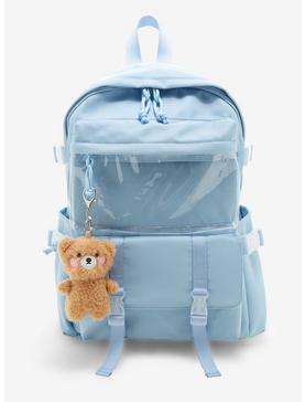 Pastel Blue Bear Plush Backpack, , hi-res