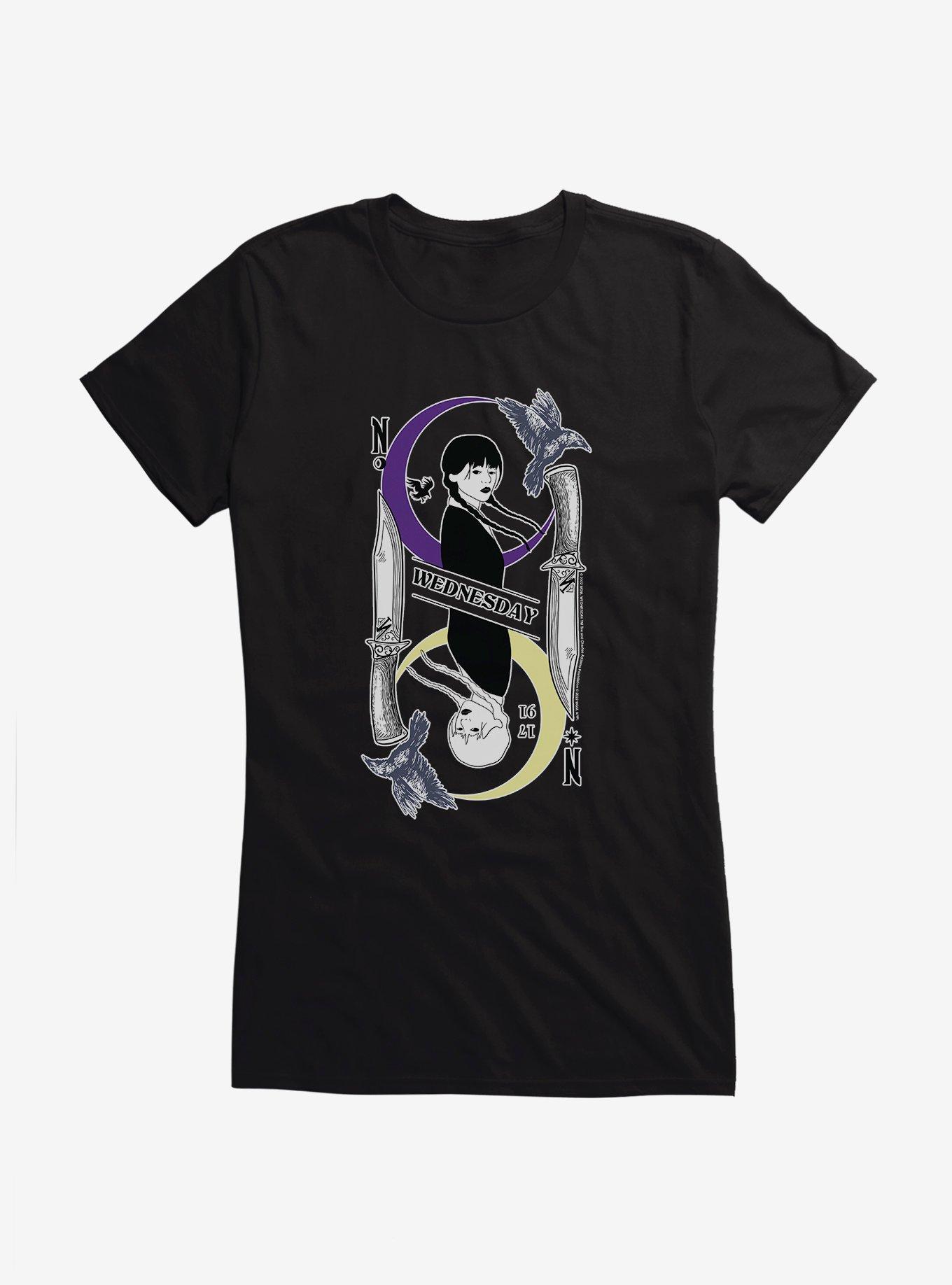 Wednesday Moon And Stars Doppleganger Card Girls T-Shirt, , hi-res