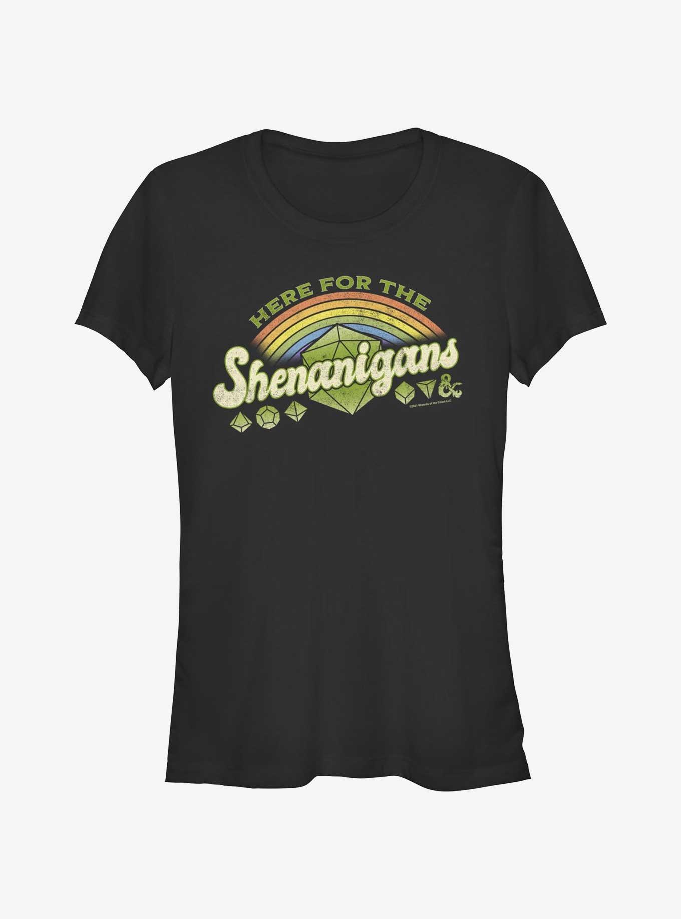 Dungeons And Dragons Here For Shenanigans Girls T-Shirt, BLACK, hi-res