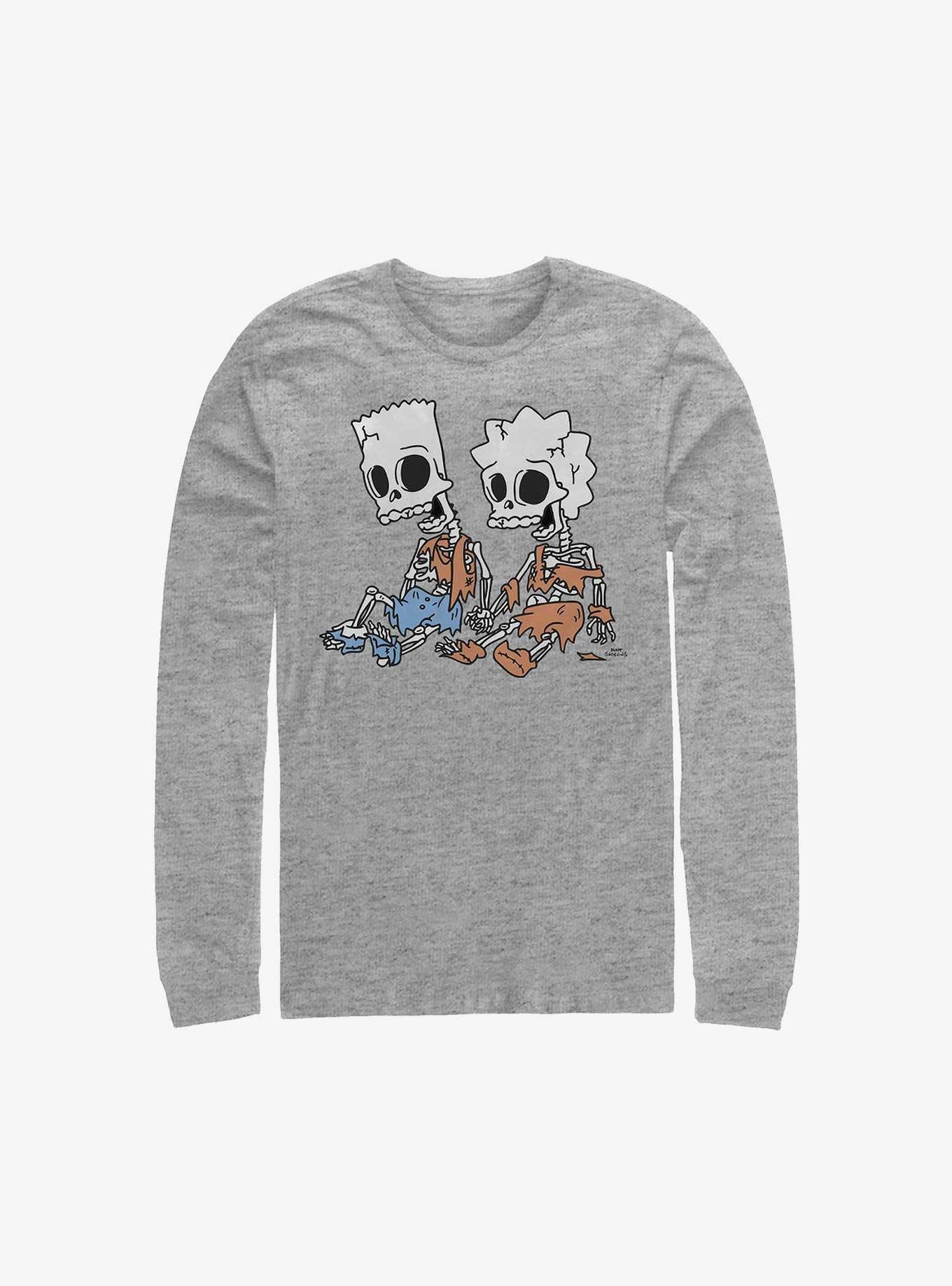 The Simpsons Skeleton Bart & Lisa Long-Sleeve T-Shirt, ATH HTR, hi-res