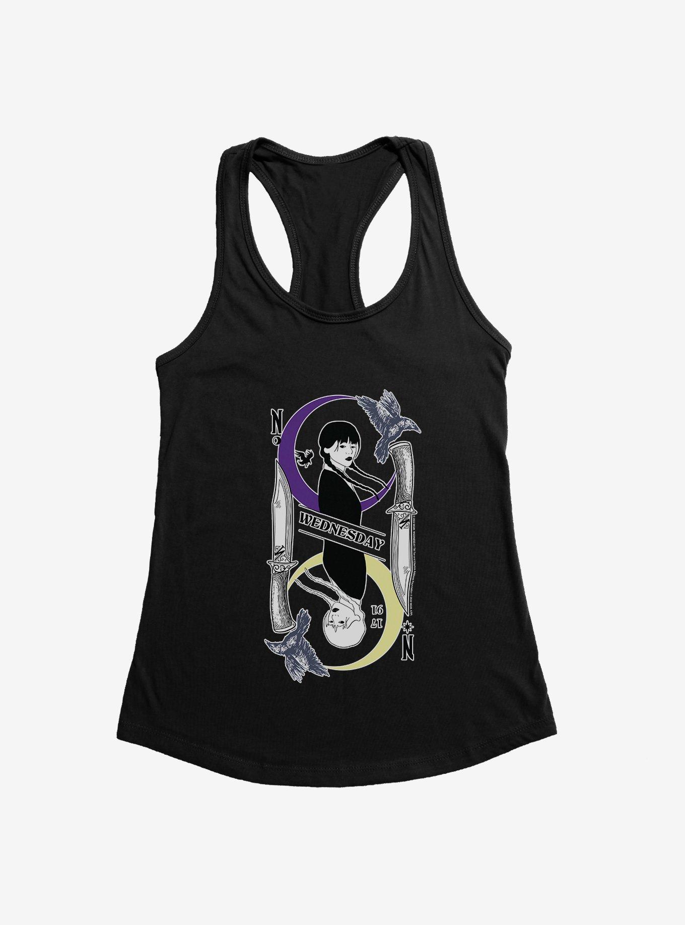 Wednesday Moon And Stars Doppleganger Card Girls Tank, BLACK, hi-res