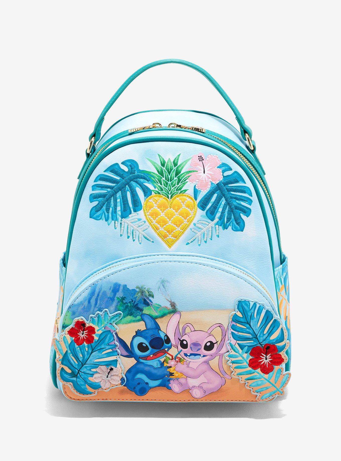 Lilo & Stitch Disney Lilo and Stitch Allover Print Black 16 inch Girls  Large School Backpack-black