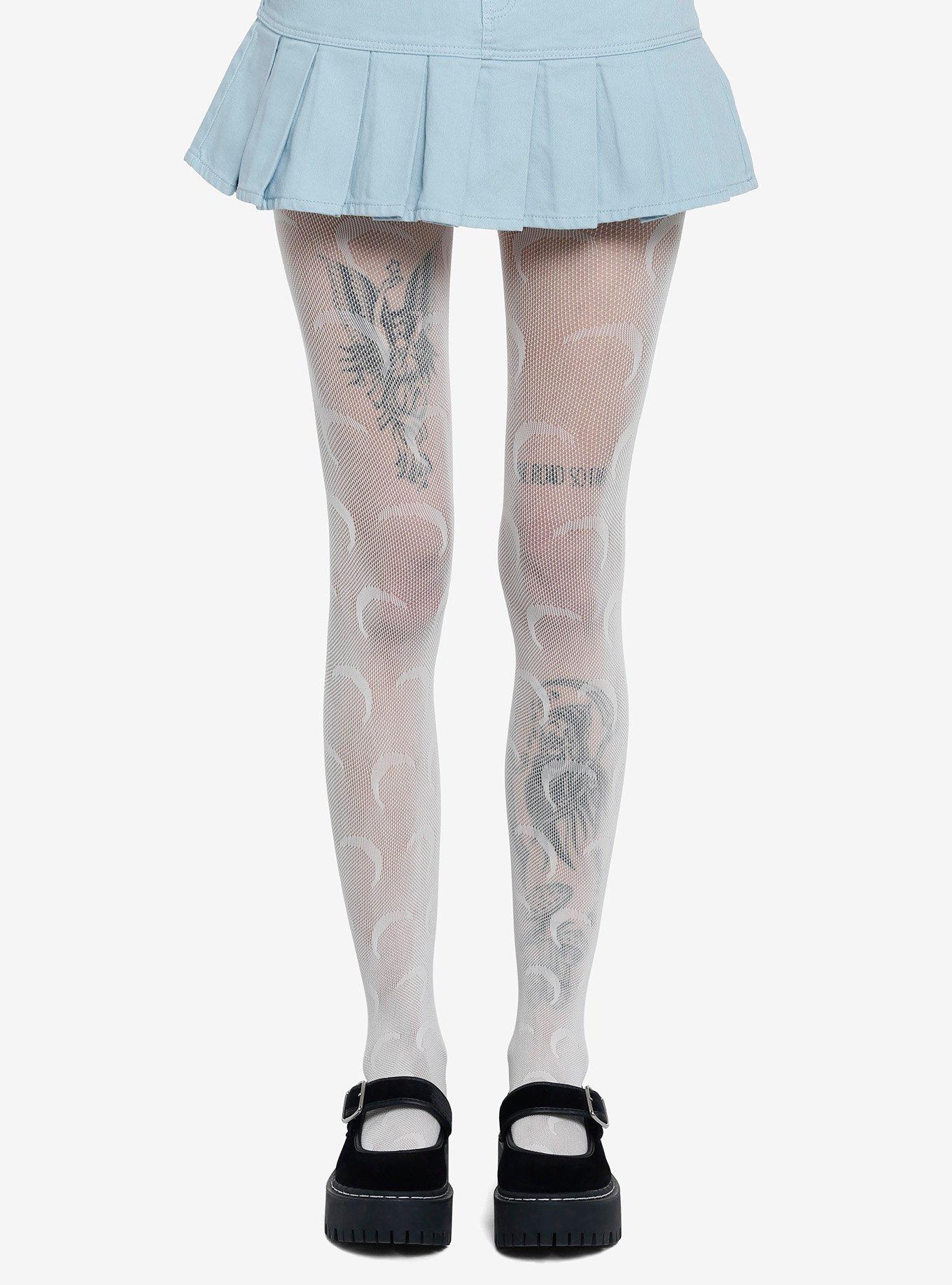 Crescent Moon Tights, White