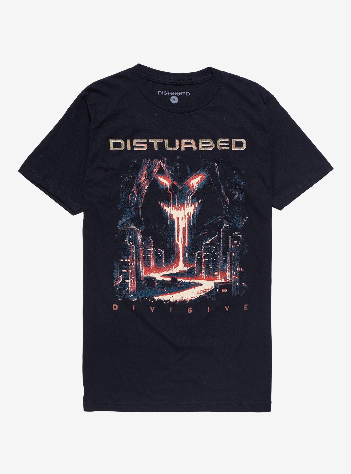 Disturbed Divisive Album Cover Tracklisting T-Shirt, BLACK, hi-res