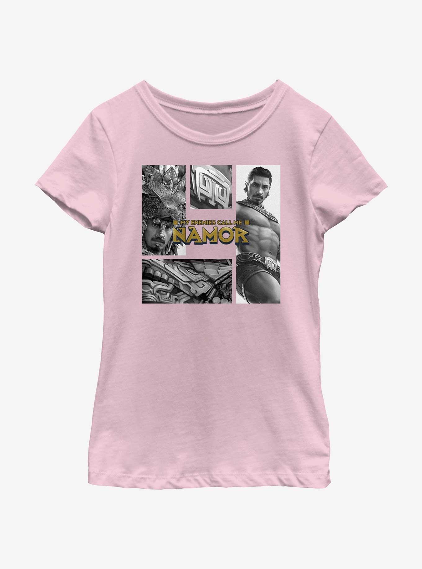 Marvel Black Panther: Wakanda Forever My Enemies Call Me Namor Panels Youth Girls T-Shirt, , hi-res