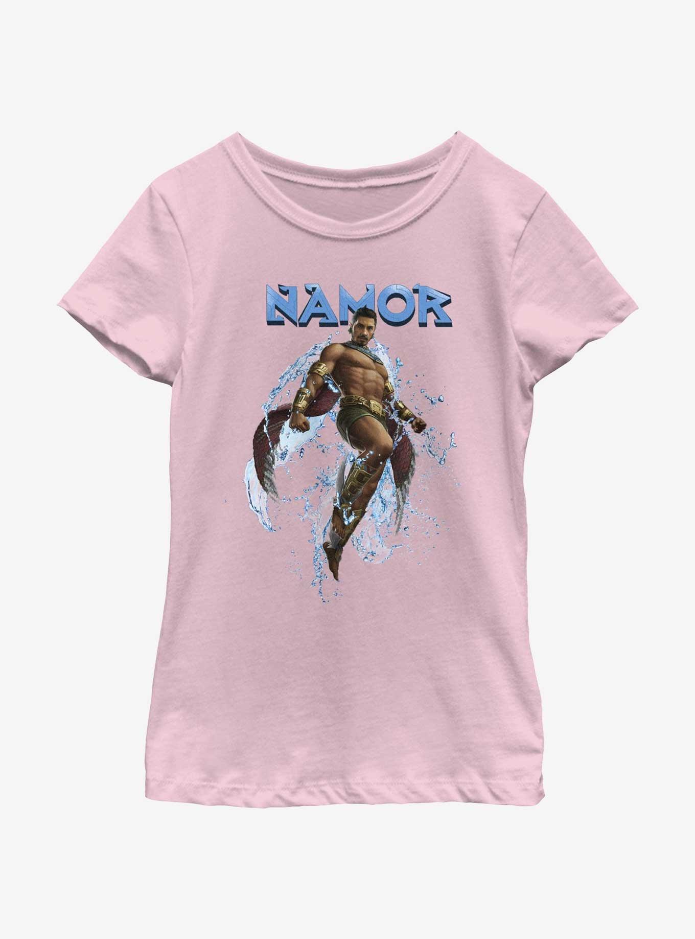 Marvel Black Panther: Wakanda Forever Namor Portrait Youth Girls T-Shirt, PINK, hi-res