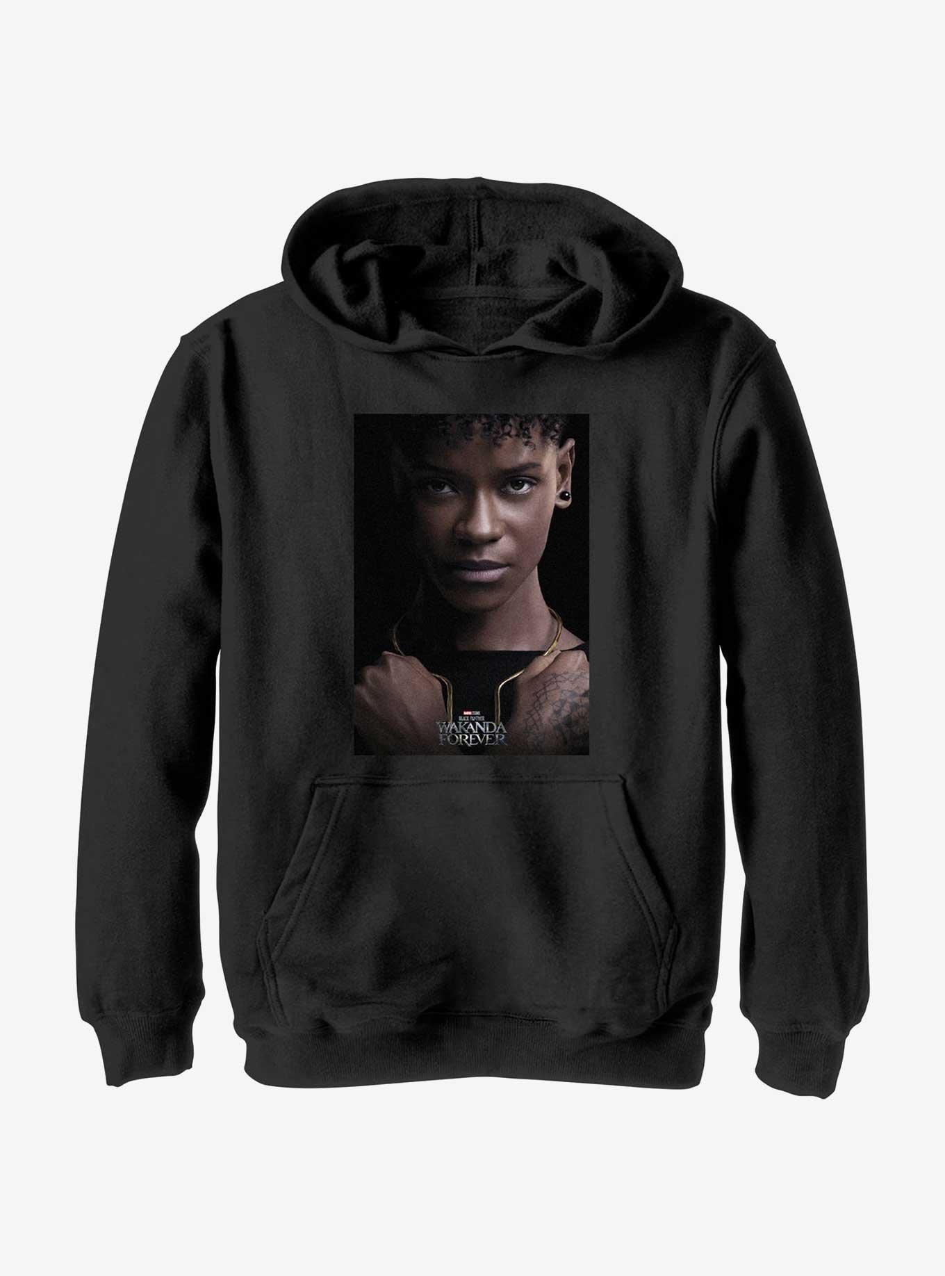 Marvel Black Panther Wakanda Forever Shuri Movie Poster Youth Hoodie BLACK BoxLunch