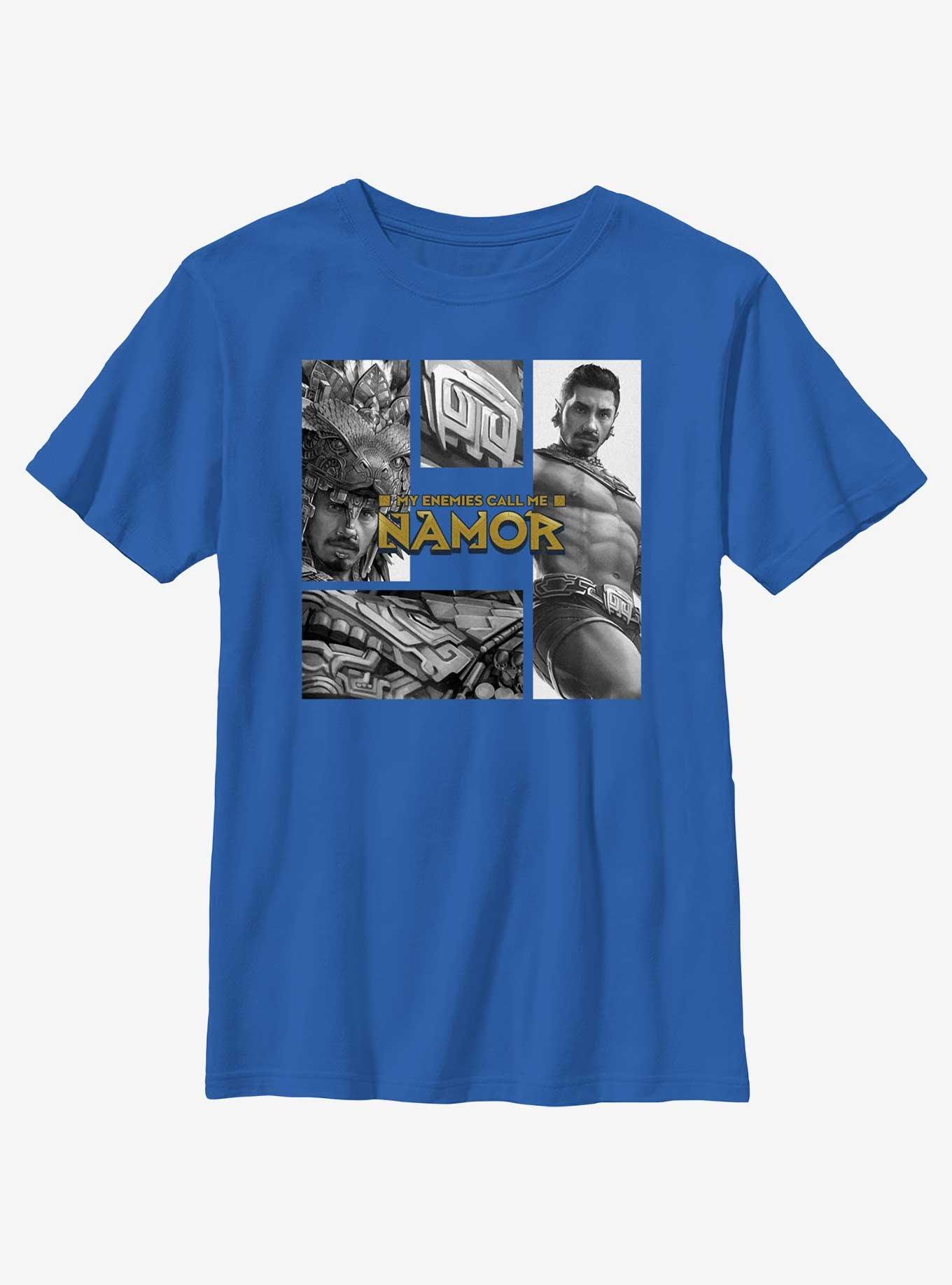 Marvel Black Panther: Wakanda Forever My Enemies Call Me Namor Panels Youth T-Shirt, , hi-res