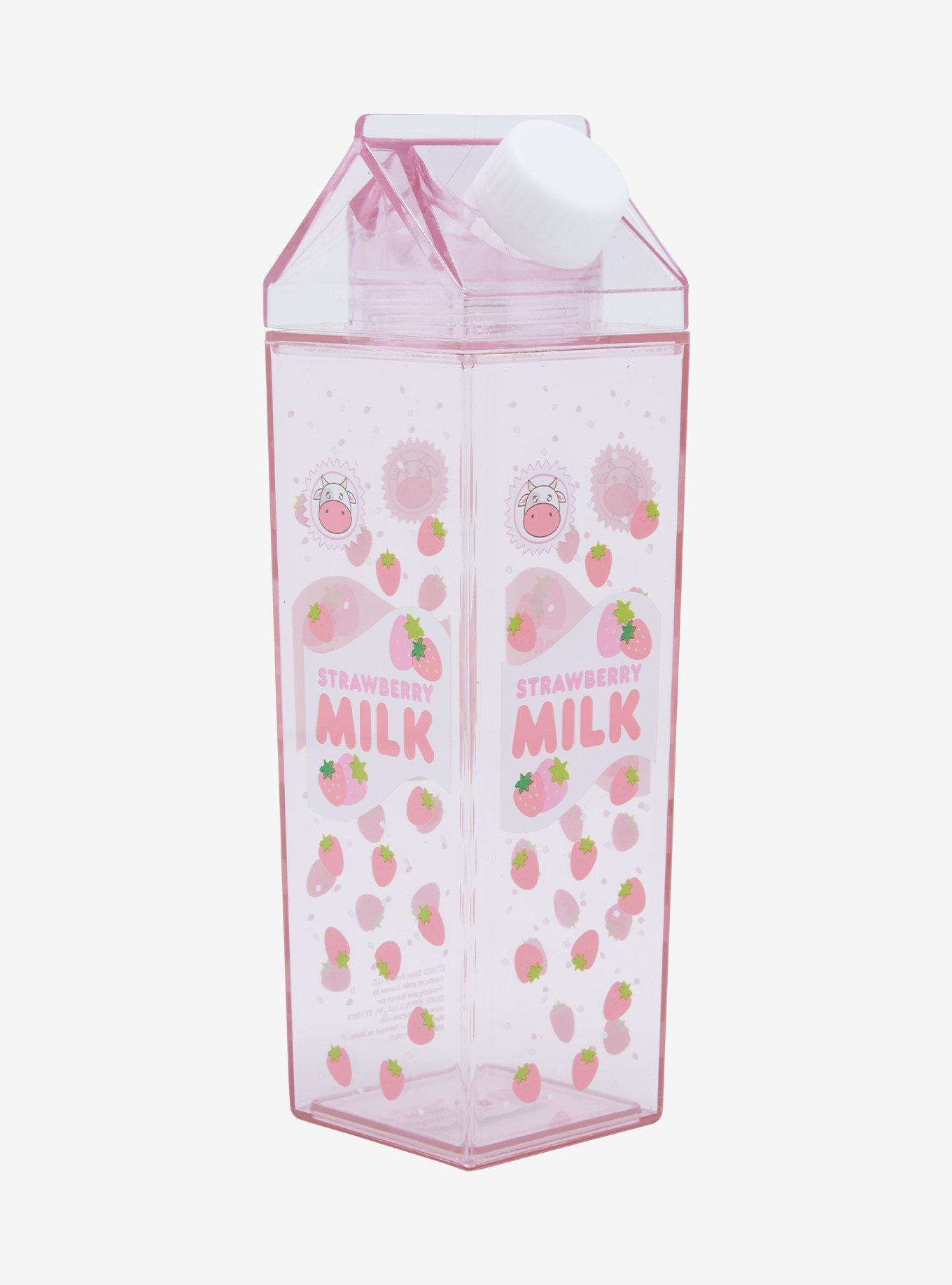 Strawberry Milk Allover Print Milk Carton Water Bottle