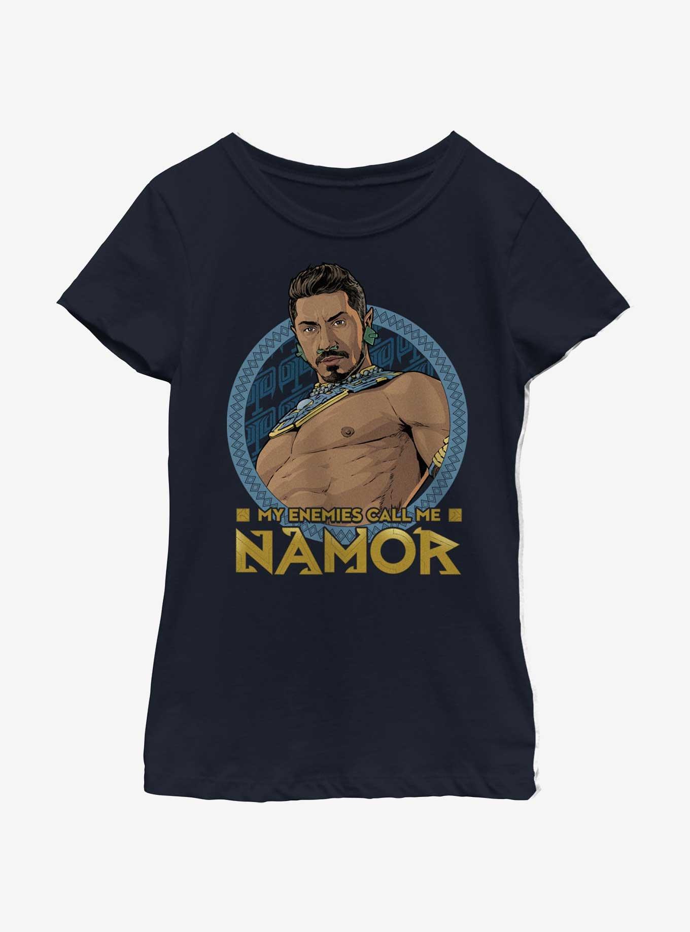 Marvel Black Panther: Wakanda Forever My Enemies Call Me Namor Icon Youth Girls T-Shirt, WHITE, hi-res