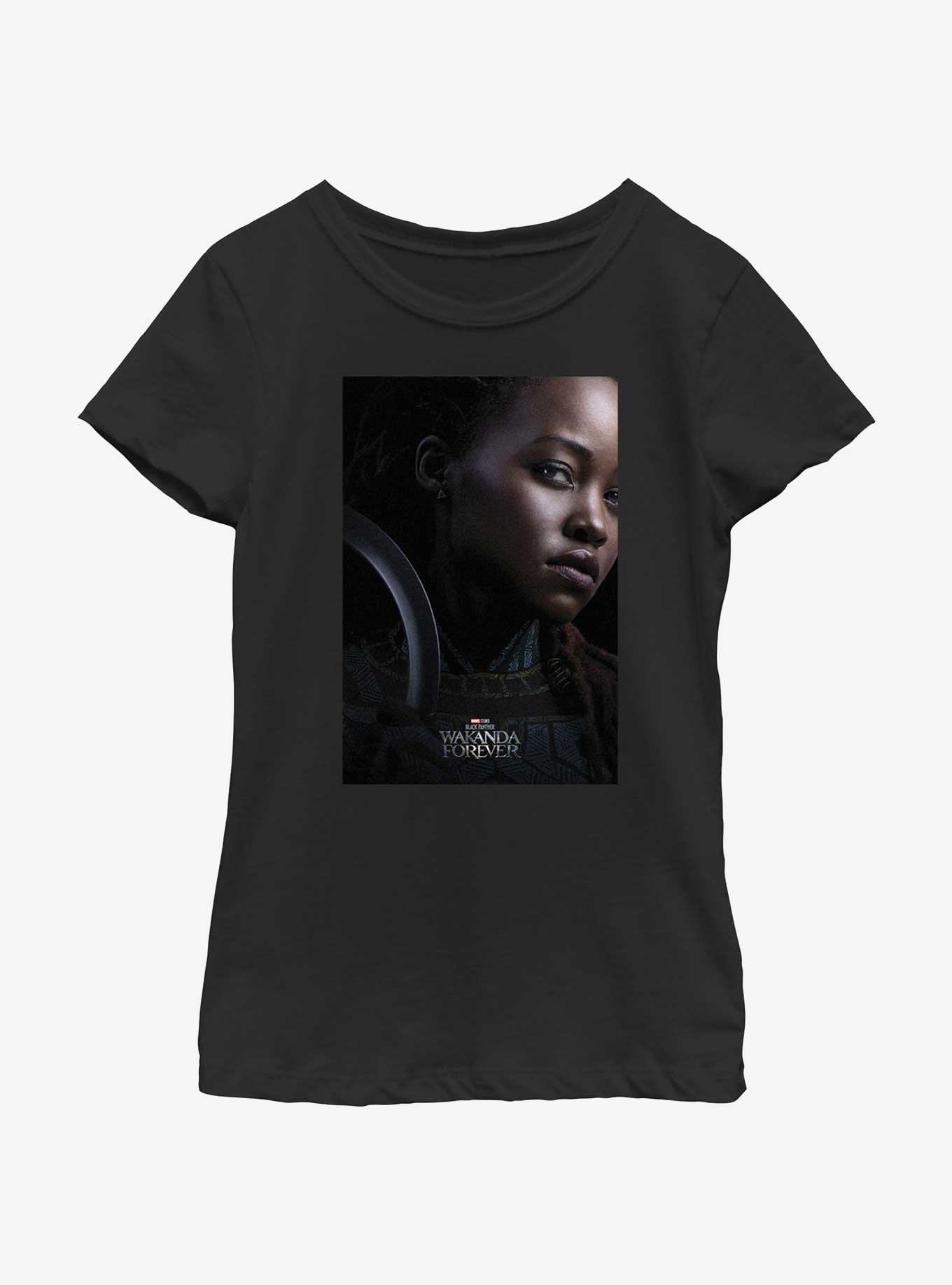 Marvel Black Panther: Wakanda Forever Nakia Movie Poster Youth Girls T-Shirt, BLACK, hi-res