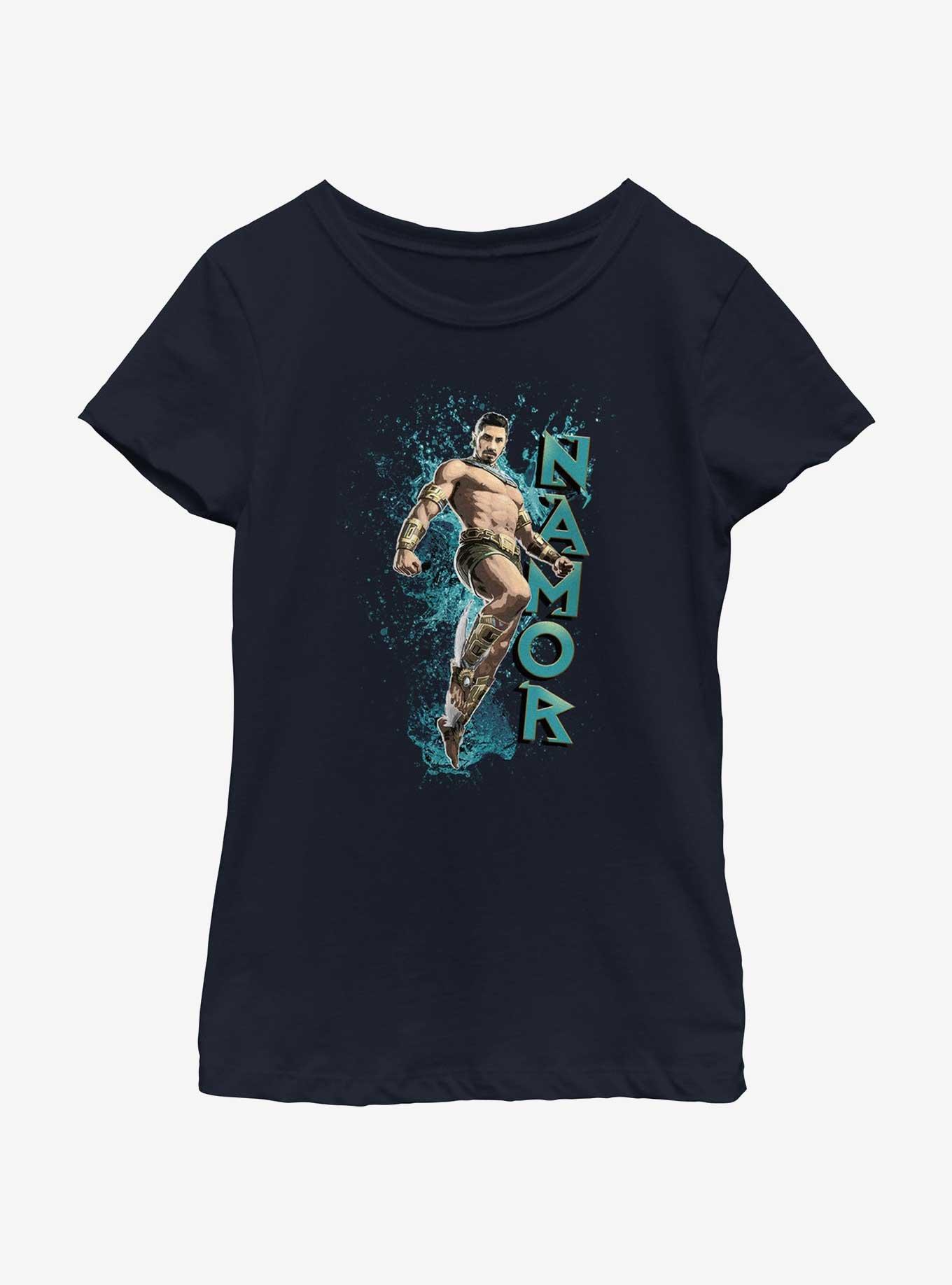 Marvel Black Panther: Wakanda Forever Namor Graphic Youth Girls T-Shirt, NAVY, hi-res