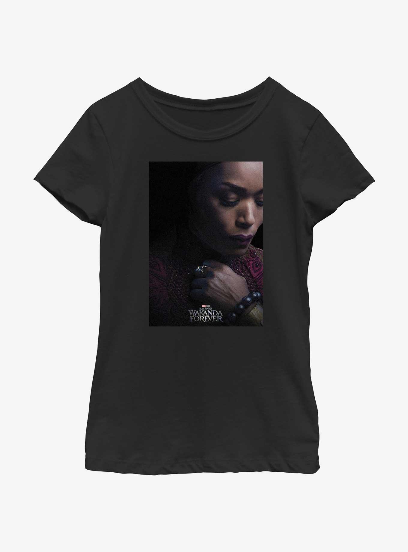 Marvel Black Panther: Wakanda Forever Queen Ramonda Movie Poster Youth Girls T-Shirt, BLACK, hi-res