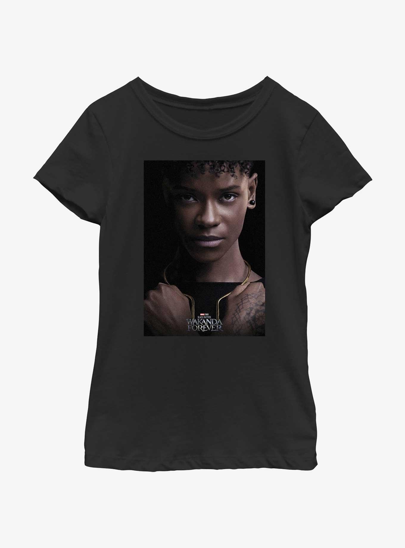 Marvel Black Panther: Wakanda Forever Shuri Movie Poster Youth Girls T-Shirt, BLACK, hi-res