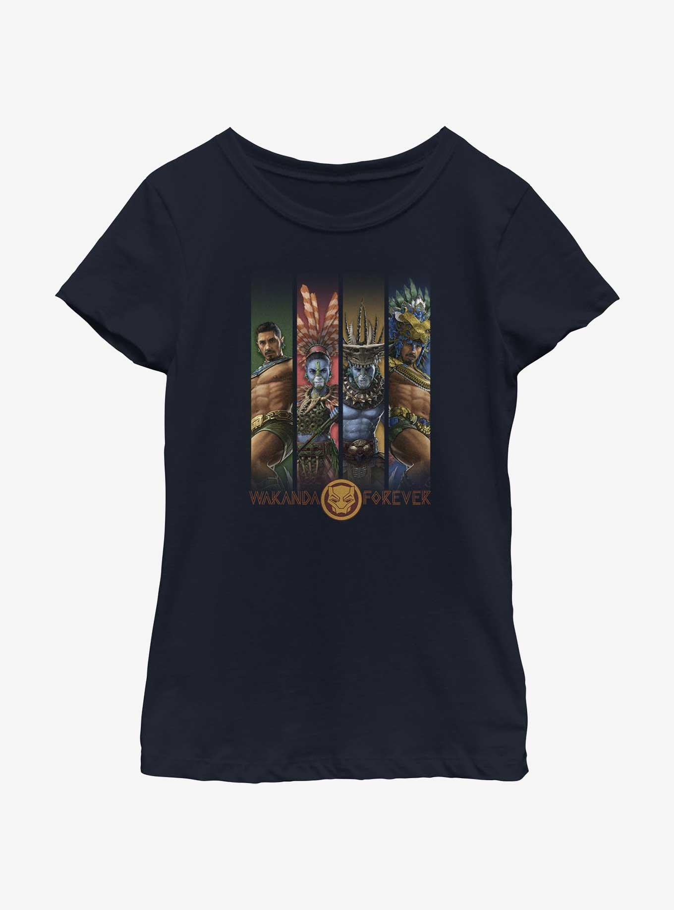 Marvel Black Panther: Wakanda Forever Talokan Group Youth Girls T-Shirt, NAVY, hi-res