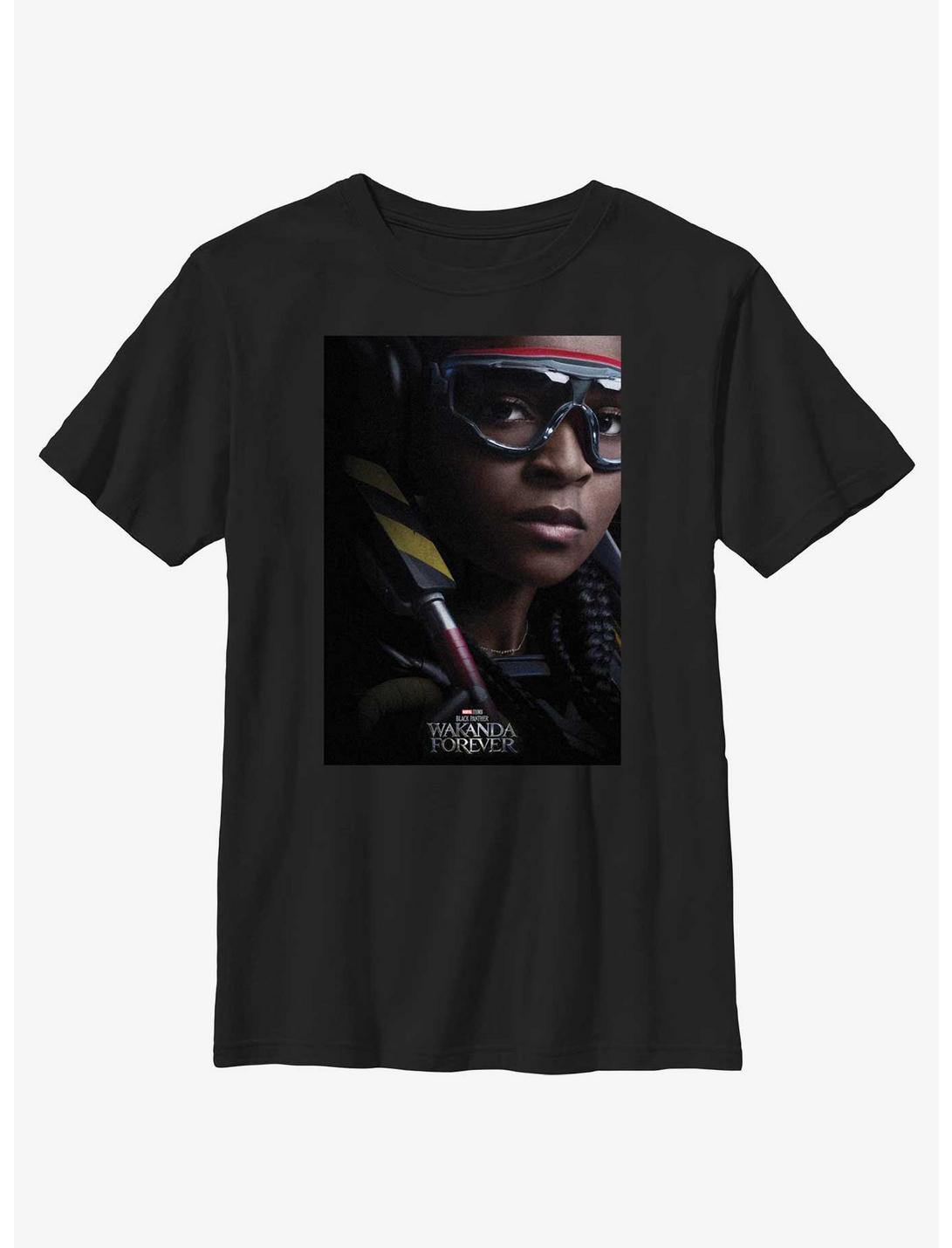 Marvel Black Panther: Wakanda Forever Iron Heart Movie Poster Youth T-Shirt, BLACK, hi-res