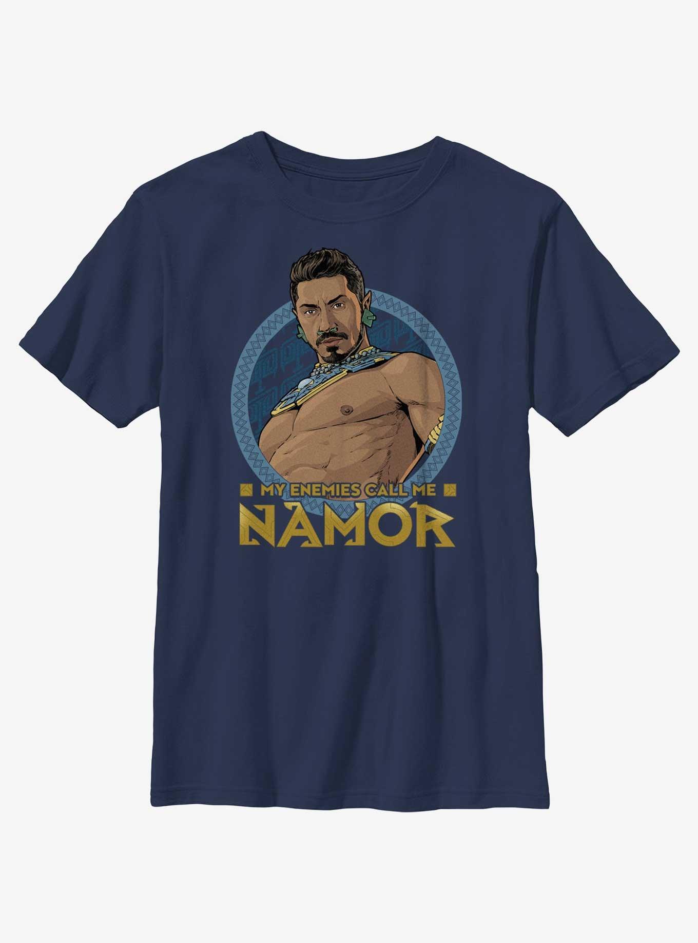 Marvel Black Panther: Wakanda Forever My Enemies Call Me Namor Icon Youth T-Shirt, WHITE, hi-res