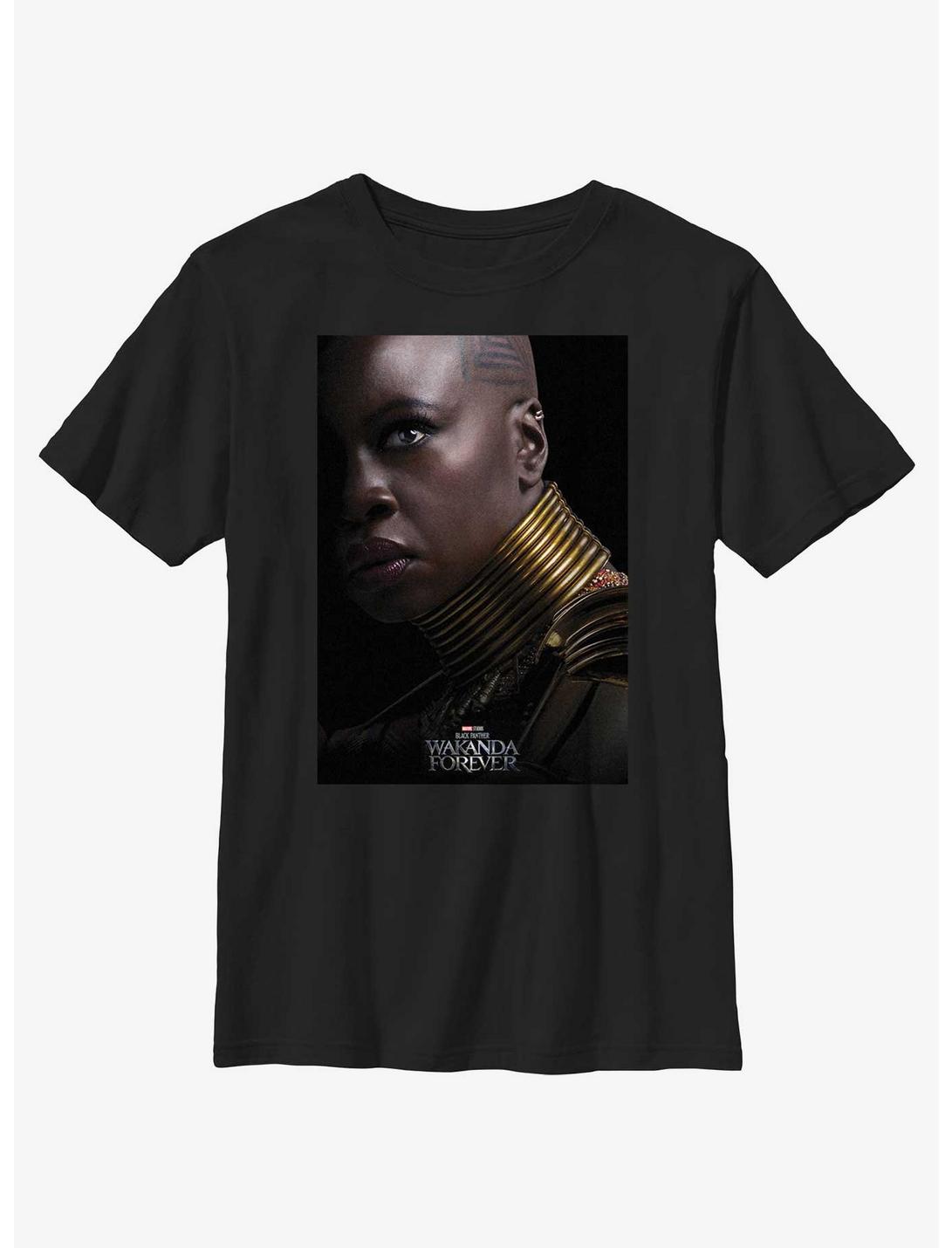 Marvel Black Panther: Wakanda Forever Okoye Movie Poster Youth T-Shirt, BLACK, hi-res