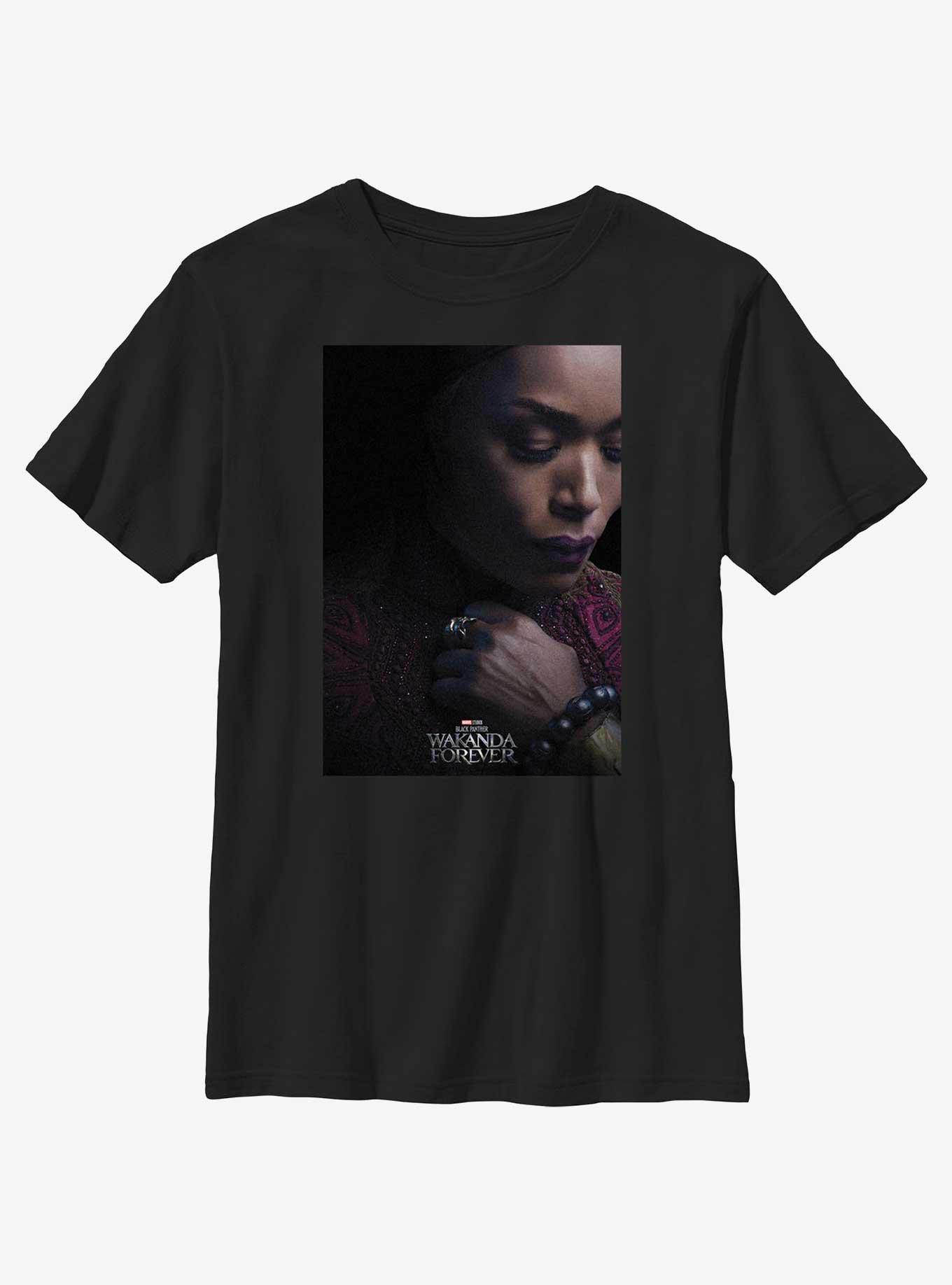Marvel Black Panther: Wakanda Forever Queen Ramonda Movie Poster Youth T-Shirt, BLACK, hi-res
