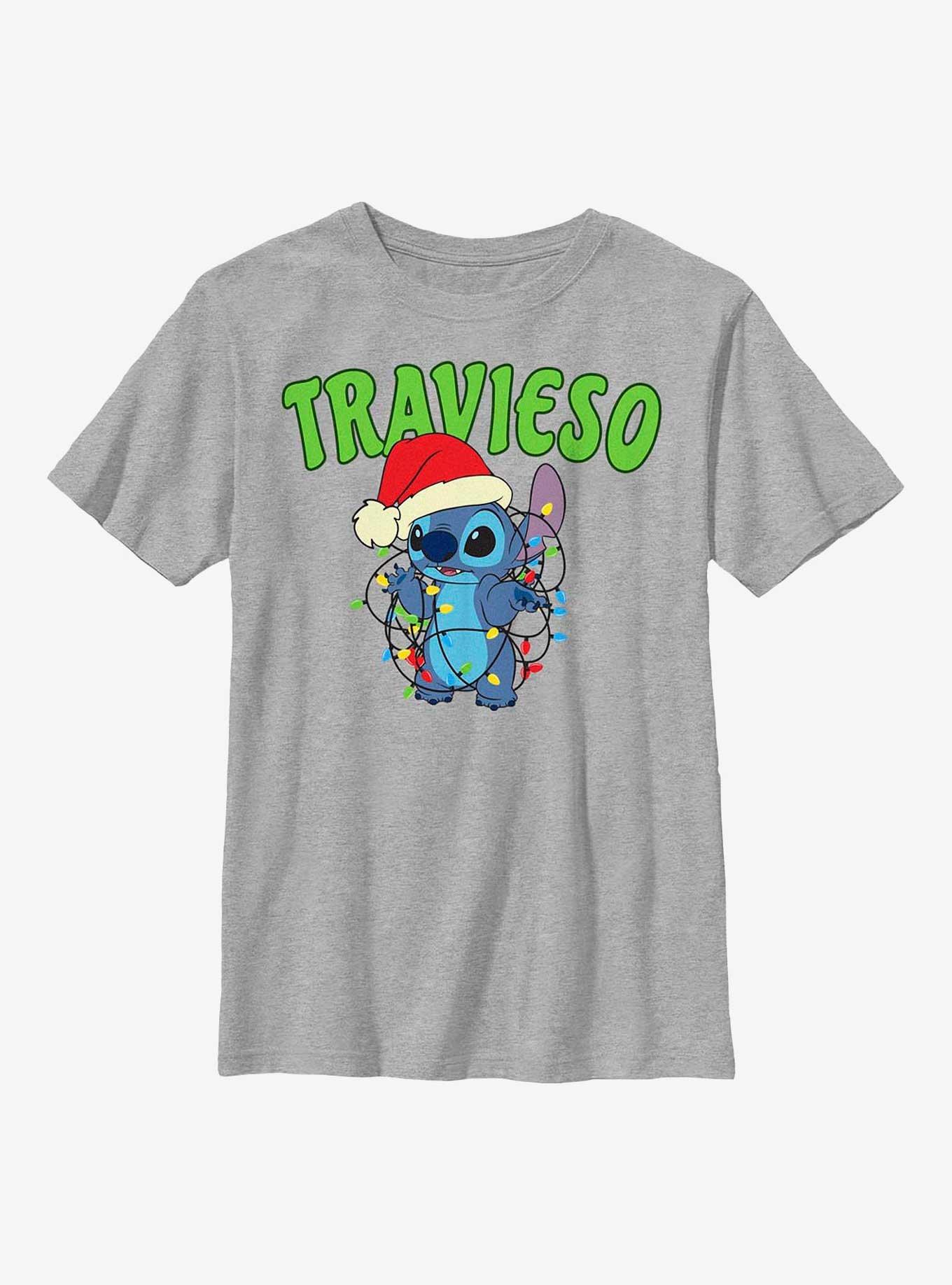 Disney Lilo & Stitch Travieso Naughty in Spanish Youth T-Shirt, ATH HTR, hi-res view 1