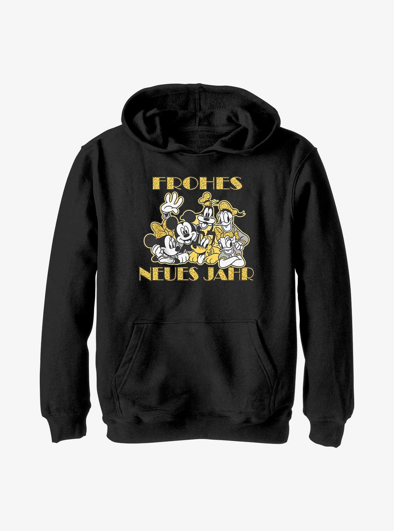 Disney Mickey Mouse & Friends Frohes Neues Jahr Happy New Year in German Youth Hoodie