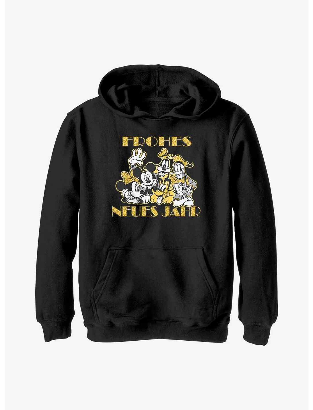 Disney Mickey Mouse & Friends Frohes Neues Jahr Happy New Year in German Youth Hoodie, BLACK, hi-res
