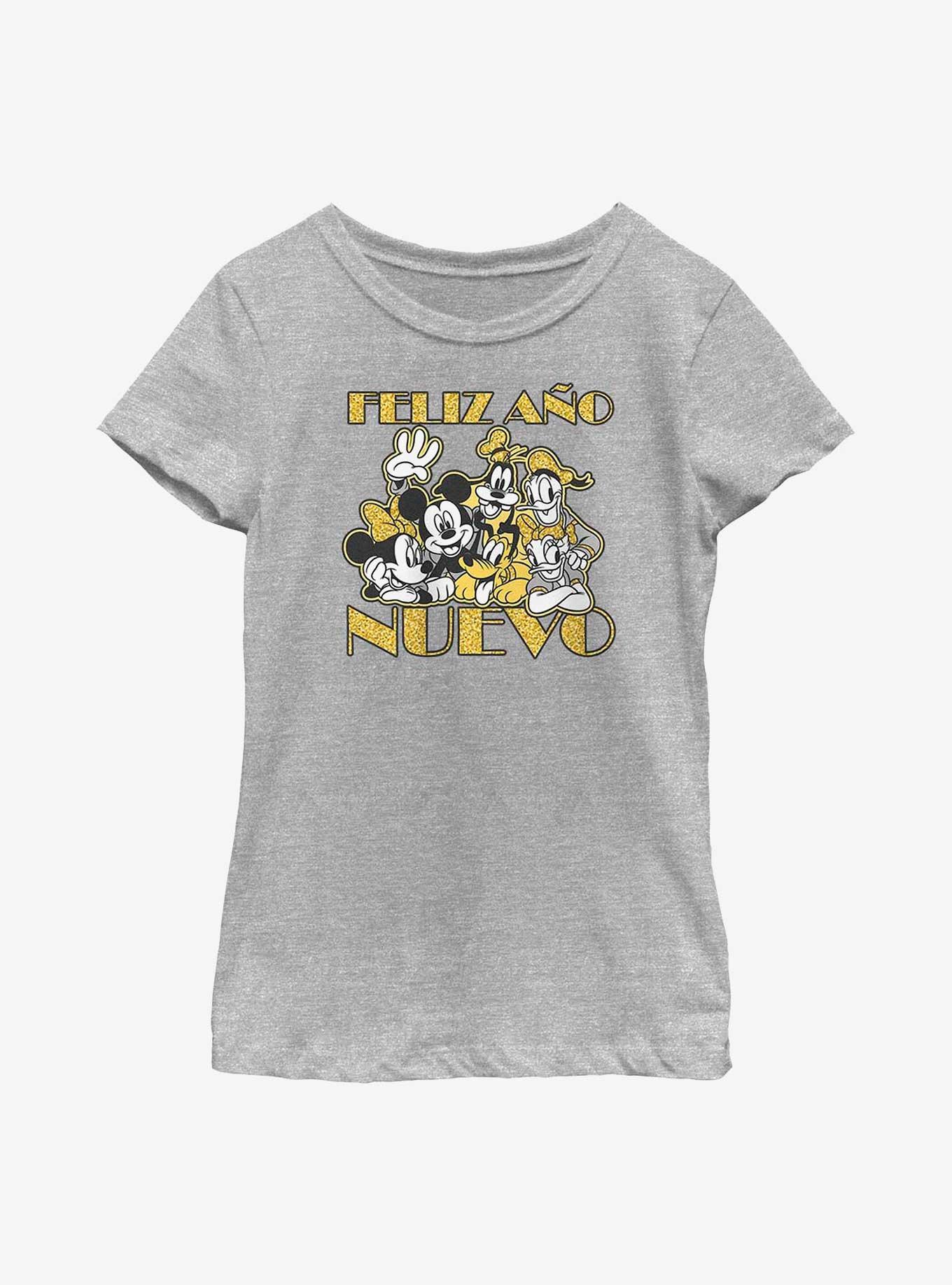 Disney Mickey Mouse Feliz Ano Nuevo Happy New Year in Spanish Youth Girls T-Shirt
