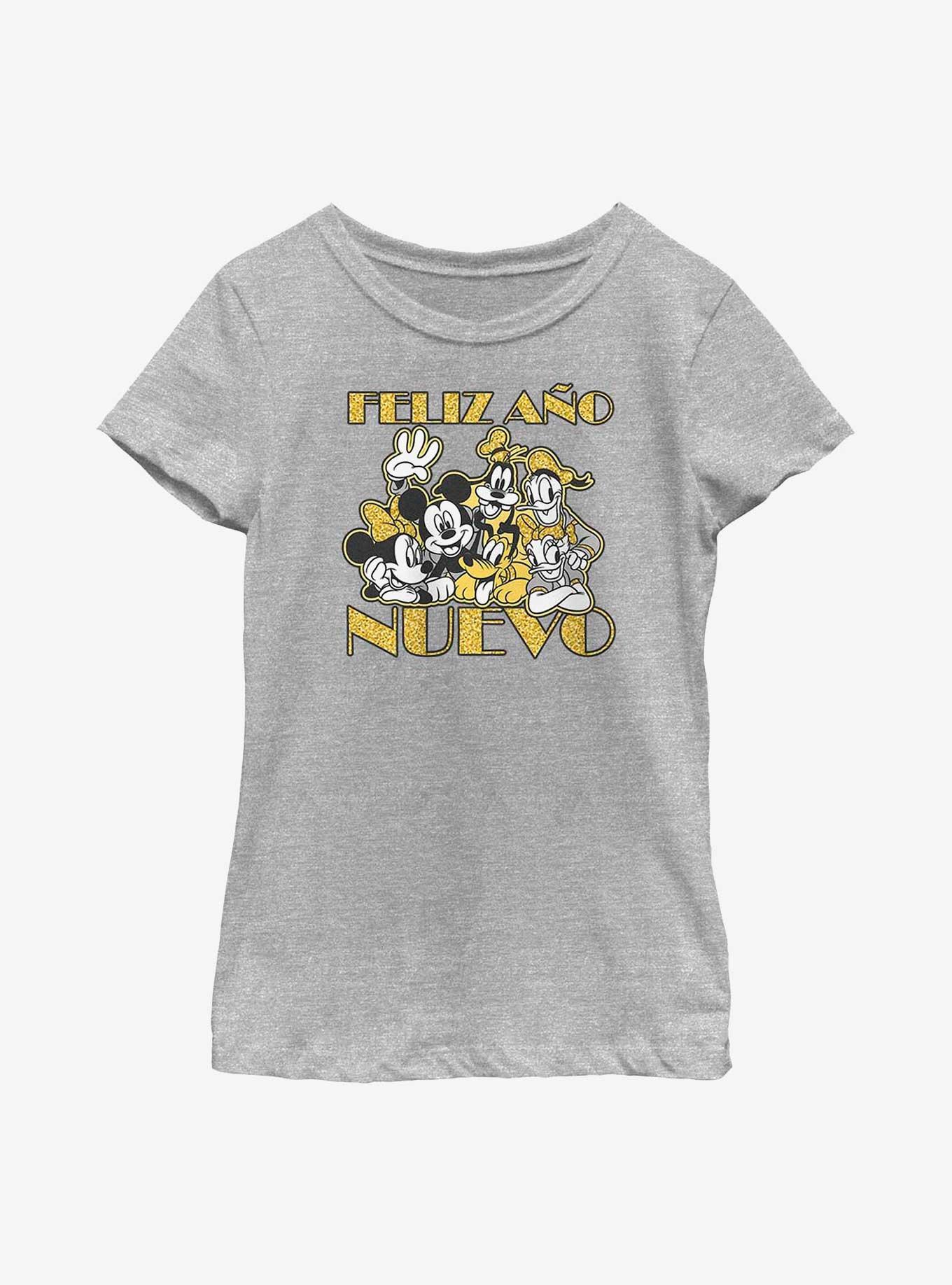 Disney Mickey Mouse Feliz Ano Nuevo Happy New Year in Spanish Youth Girls T-Shirt, , hi-res