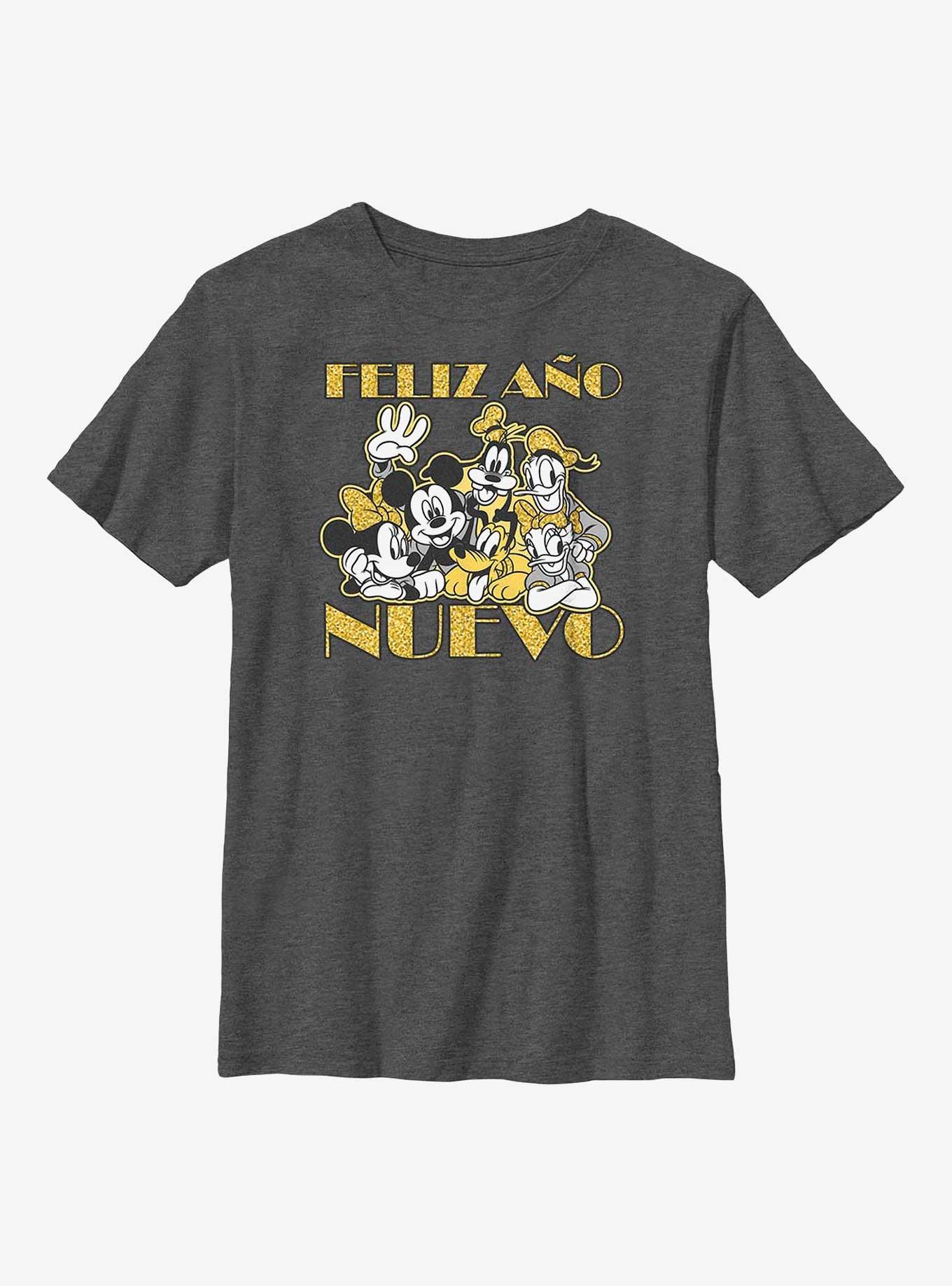 Disney Mickey Mouse Feliz Ano Nuevo Happy New Year in Spanish Youth T-Shirt, , hi-res