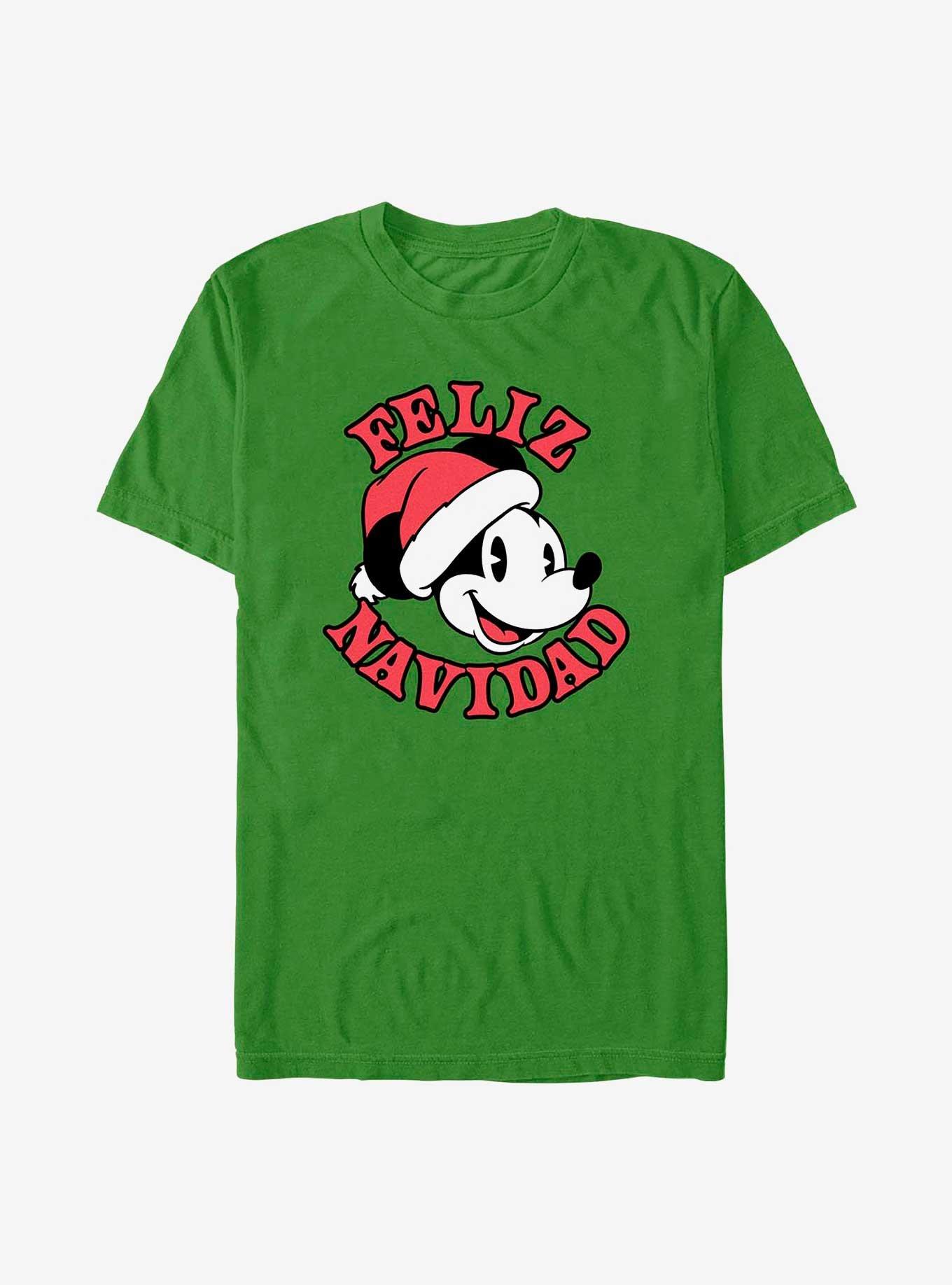 Disney Mickey Mouse Feliz Navidad Merry Christmas in Spanish T-Shirt, , hi-res