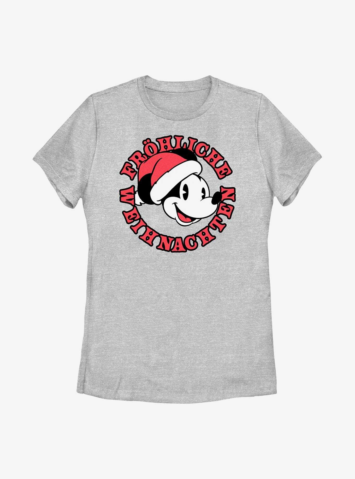 Disney Mickey Mouse Frohliche Weihnachten Merry Christmas in German Womens T-Shirt, , hi-res