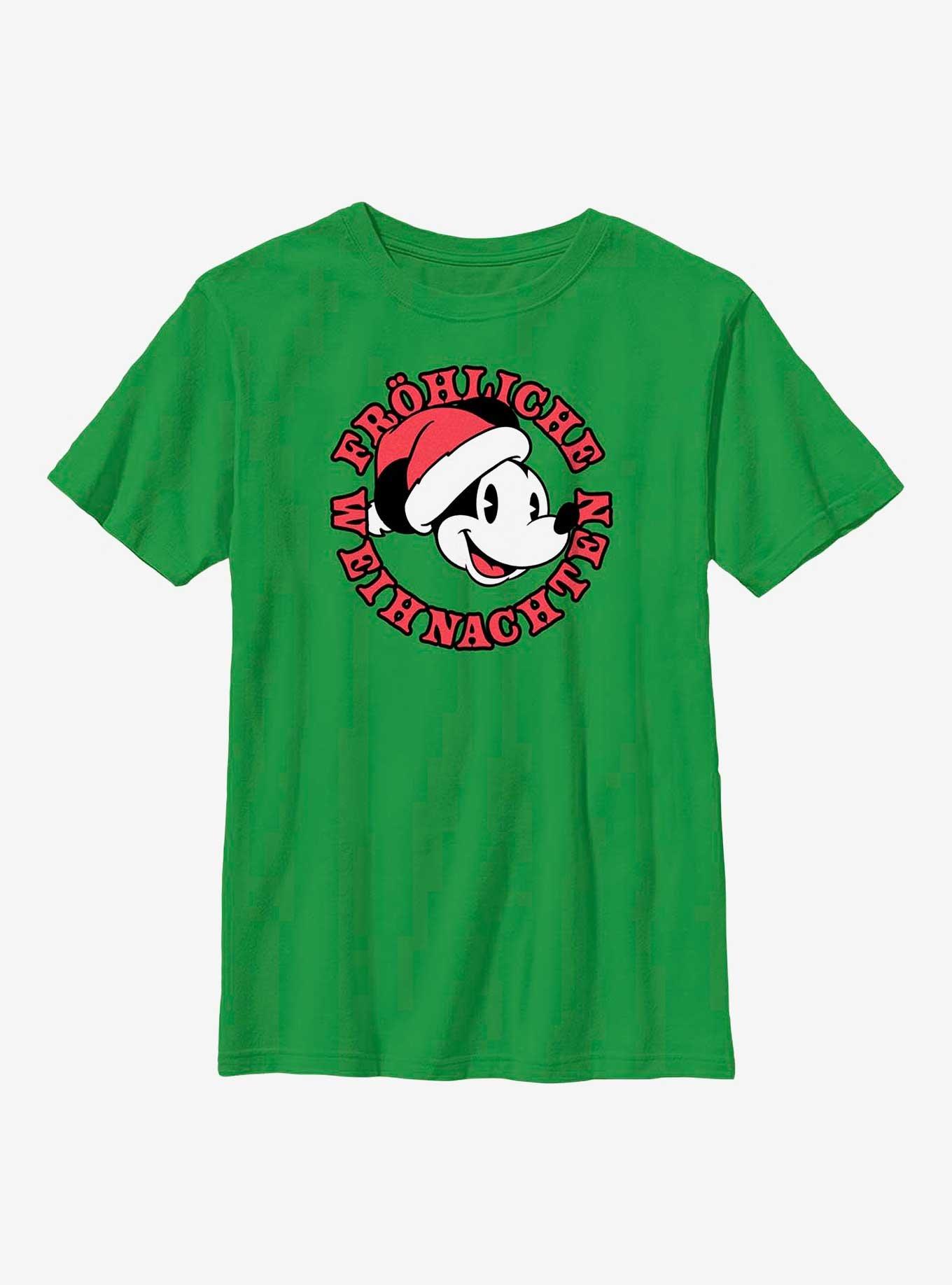 Disney Mickey Mouse Frohliche Weihnachten Merry Christmas in German Youth T-Shirt, , hi-res