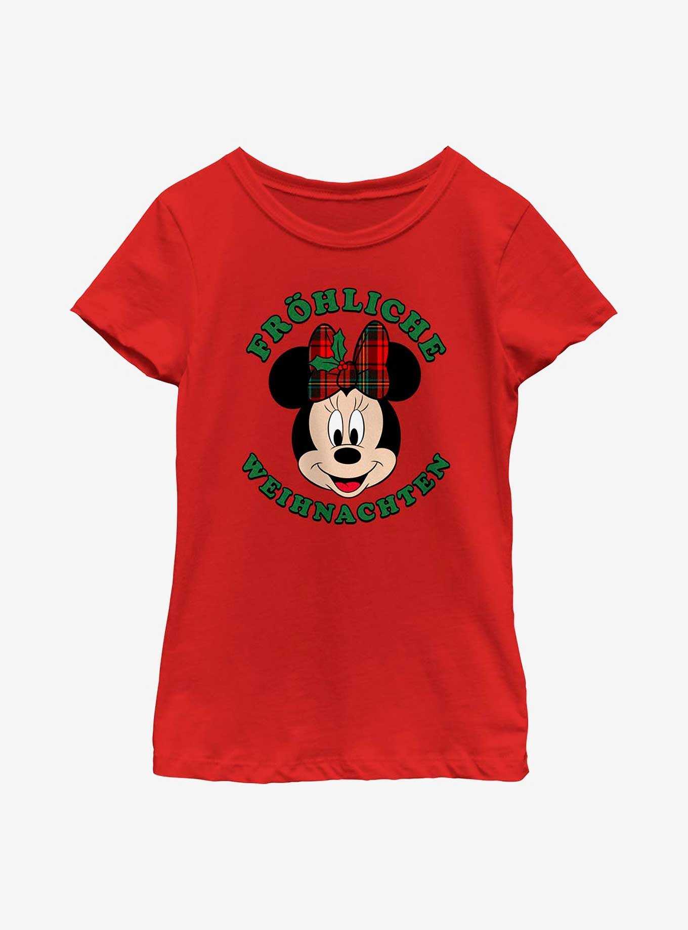 Disney Minnie Mouse Frohliche Weihnachten Merry Christmas in German Youth Girls T-Shirt, , hi-res