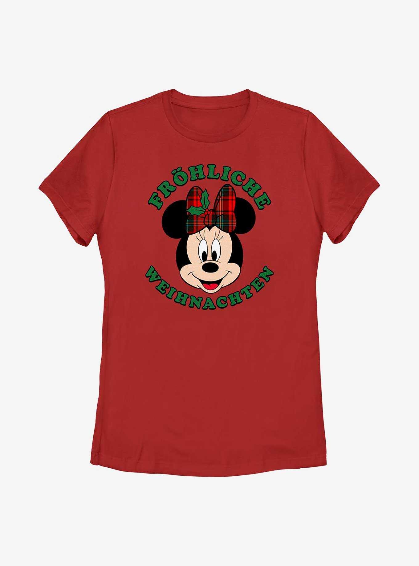 Disney Minnie Mouse Frohliche Weihnachten Merry Christmas in German Womens T-Shirt, , hi-res