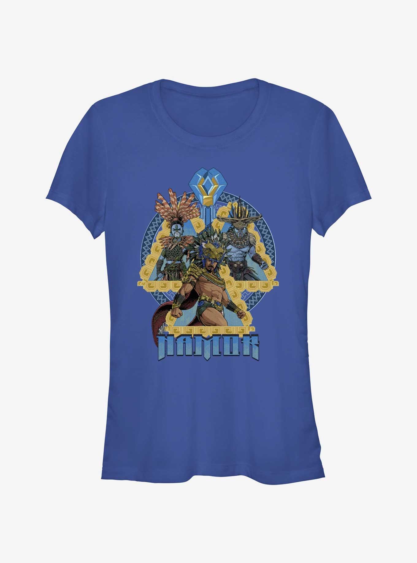 Marvel Black Panther: Wakanda Forever Sea Dwellers Namor, Namora, & Attuma Girls T-Shirt, ROYAL, hi-res
