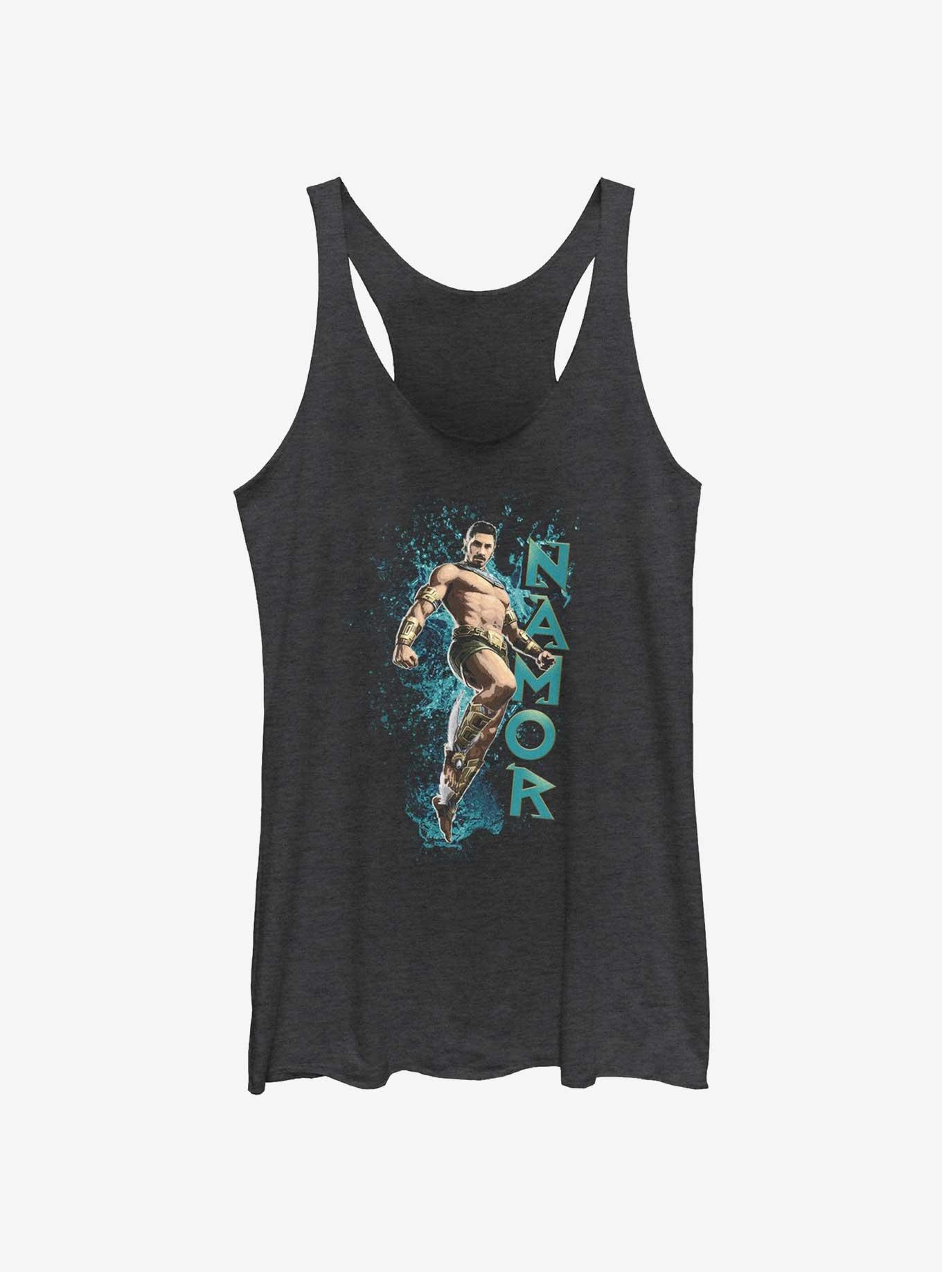 Marvel Black Panther: Wakanda Forever Make A Splash Namor Girls Tank, BLK HTR, hi-res