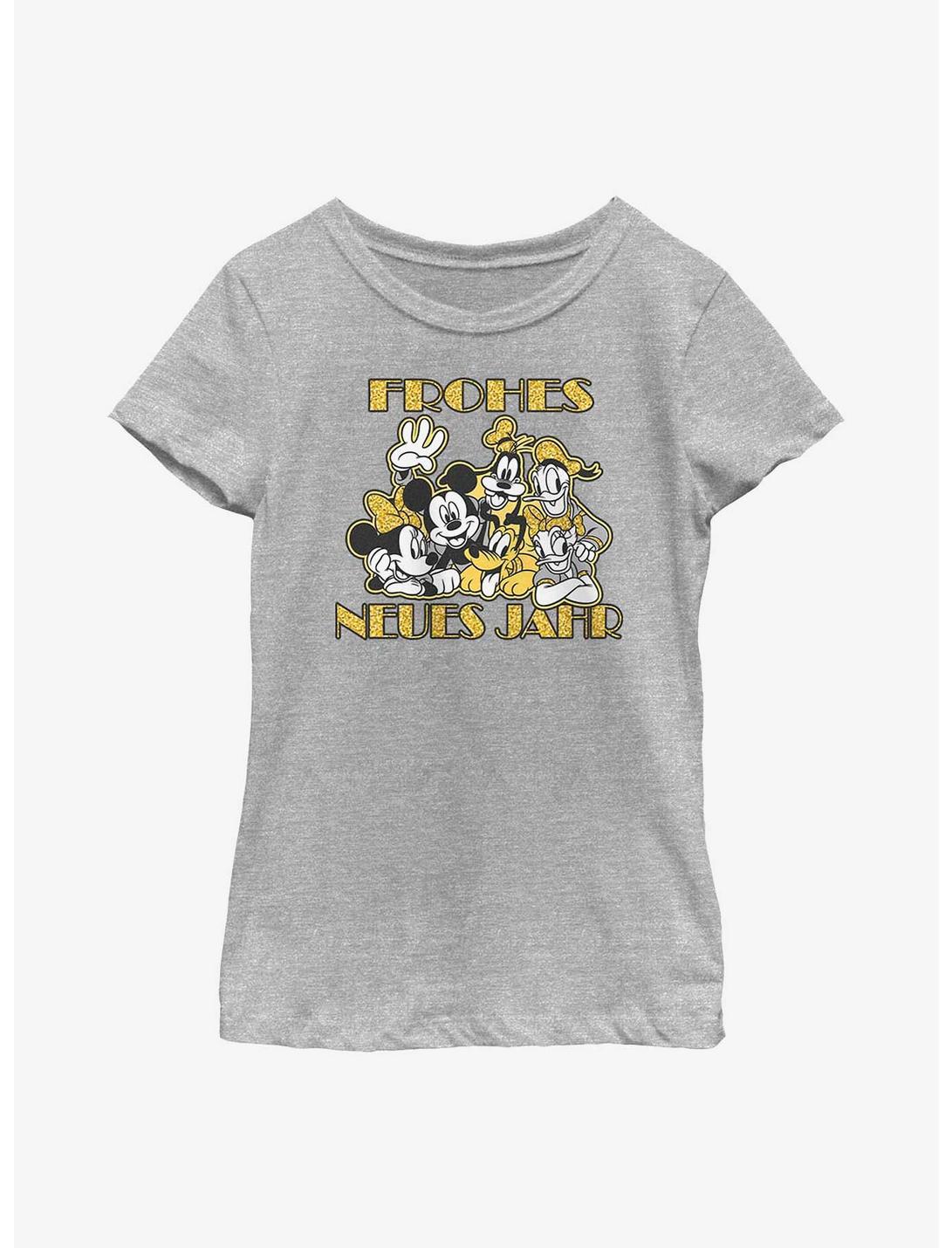 Disney Mickey Mouse & Friends Frohes Neues Jahr Happy New Year in German Youth Girls T-Shirt, ATH HTR, hi-res