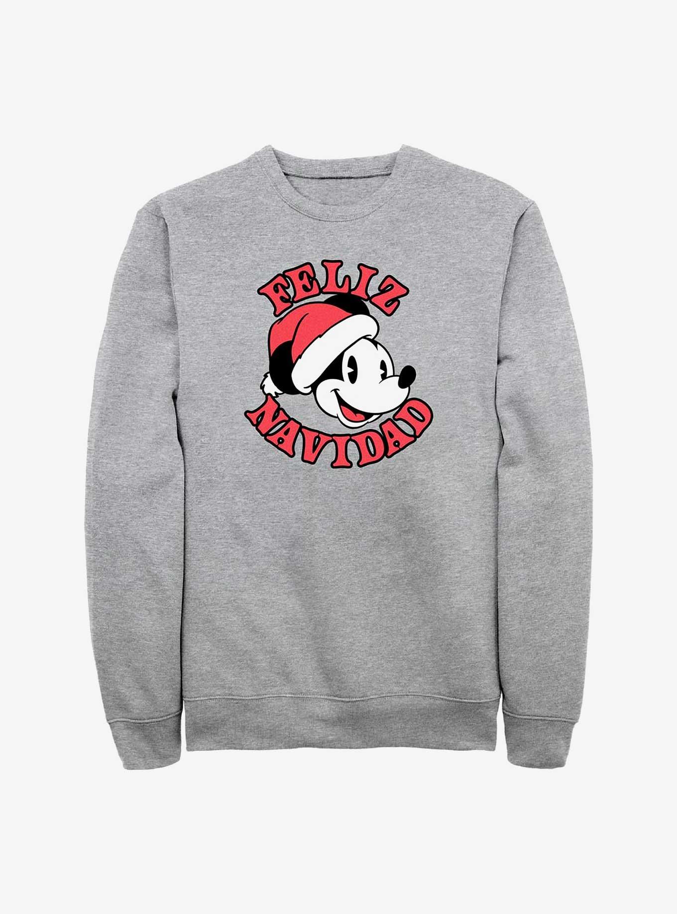 Disney Mickey Mouse Feliz Navidad Merry Christmas in Spanish Sweatshirt, ATH HTR, hi-res