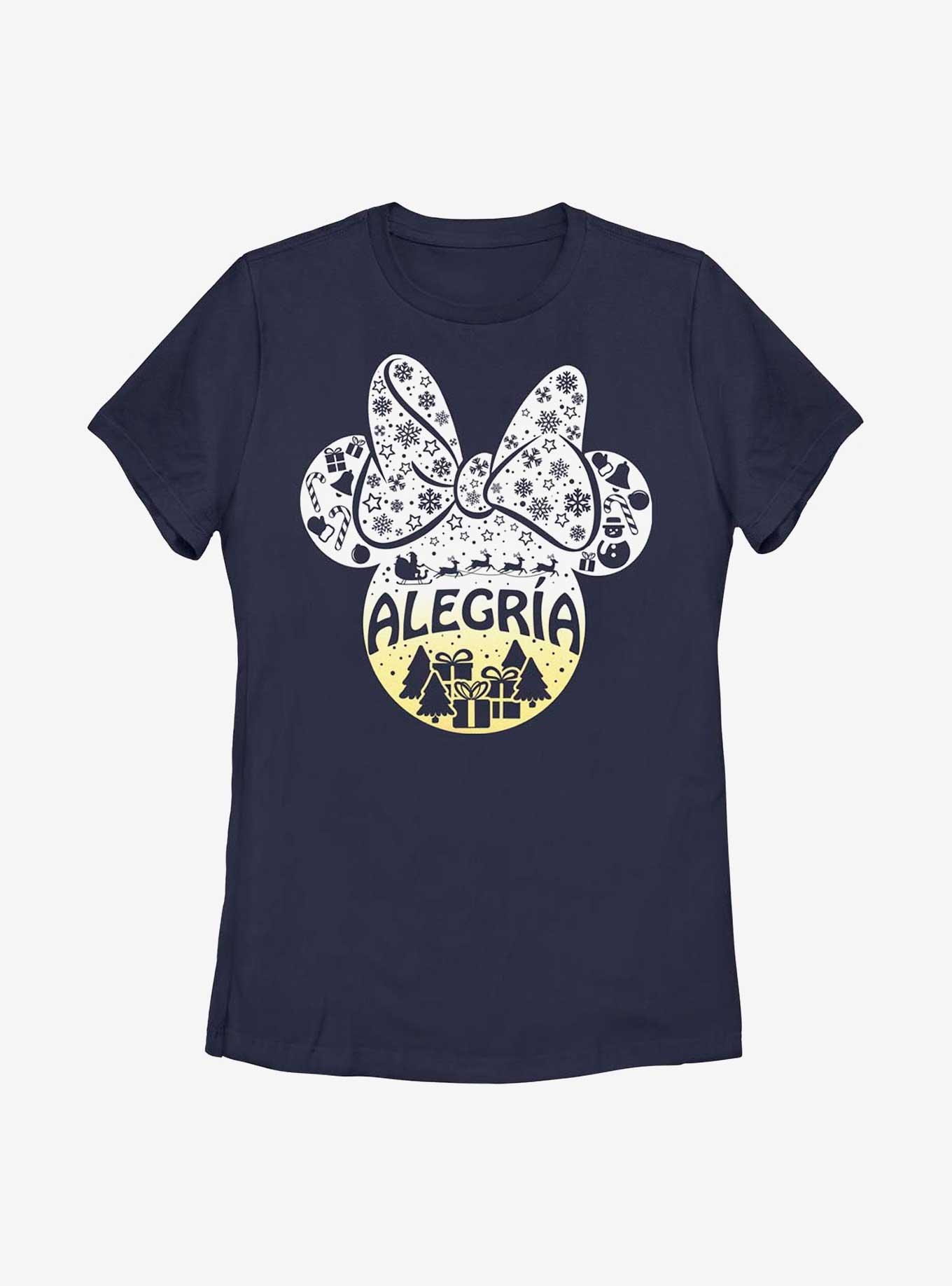 Disney Minnie Mouse Alegria Joy in Spanish Ears Womens T-Shirt, NAVY, hi-res