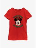 Disney Minnie Mouse Felices Fiestas Happy Holidays in Spanish Youth Girls T-Shirt, RED, hi-res
