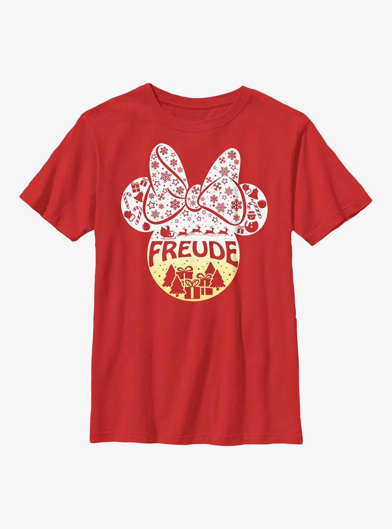 Disney Minnie Mouse Freude Joy in German Ears Youth T-Shirt, RED, hi-res