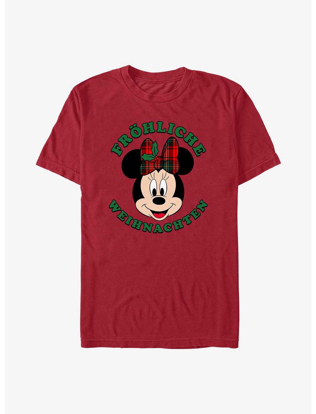 Disney Minnie Mouse Frohliche Weihnachten Merry Christmas in German T-Shirt, CARDINAL, hi-res