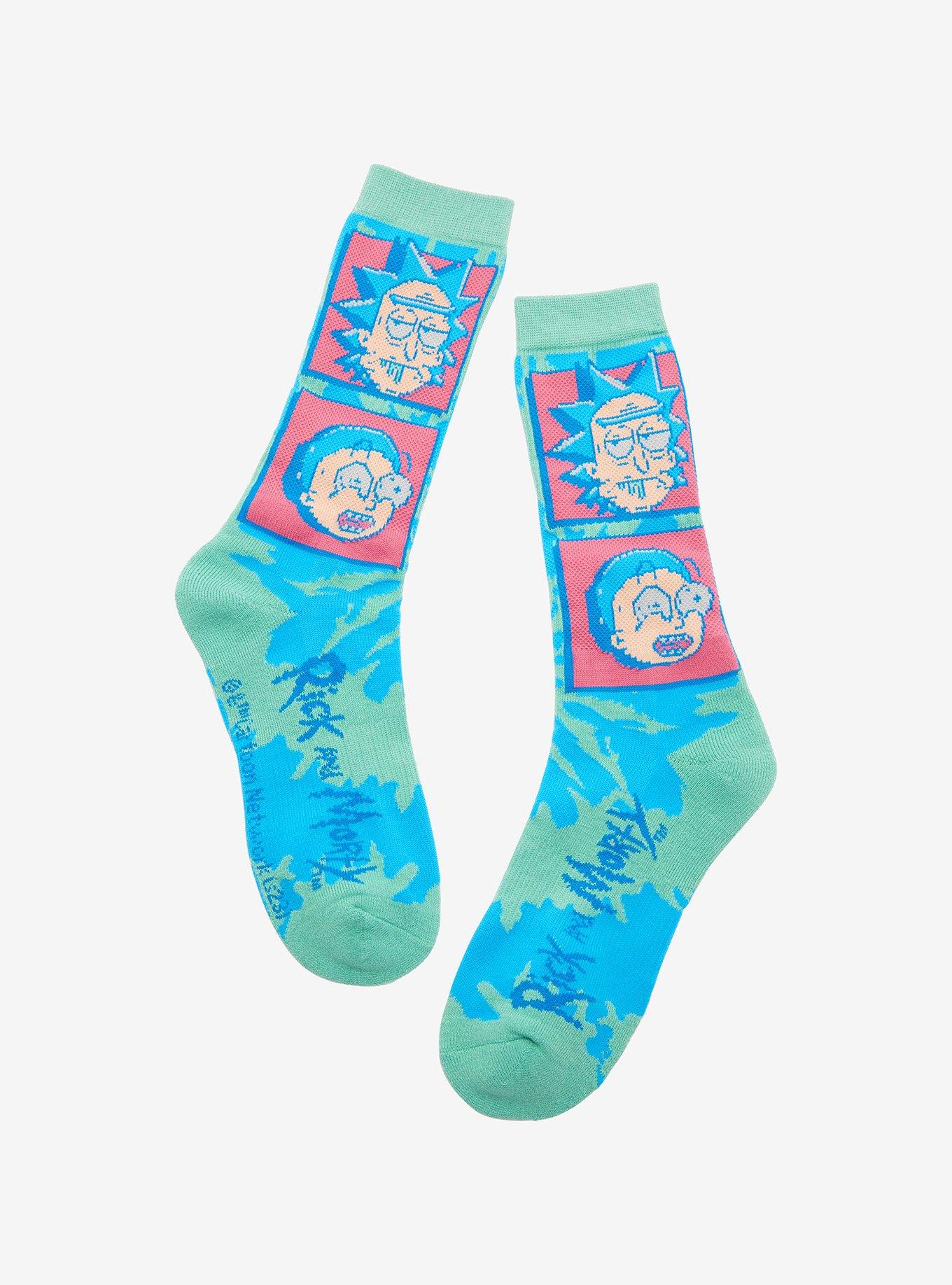 Rick And Morty Vibrant Grid Crew Socks, , hi-res