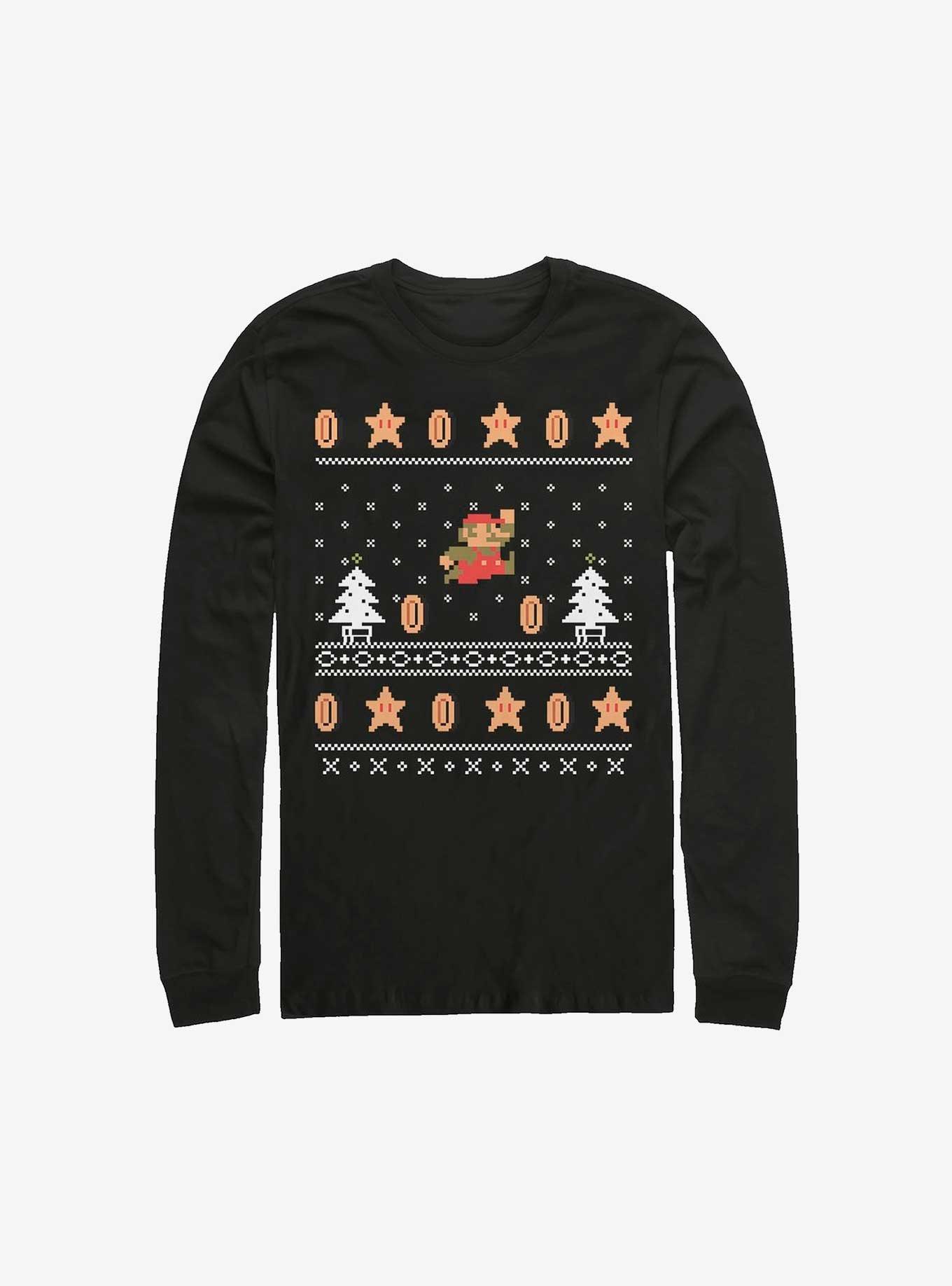 Nintendo Mario Ugly Holiday Long-Sleeve T-Shirt, BLACK, hi-res