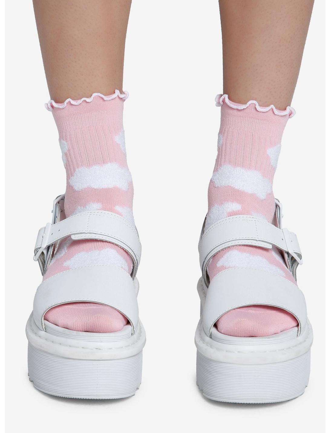 Pink Cloud Lettuce Trim Ankle Socks | Hot Topic