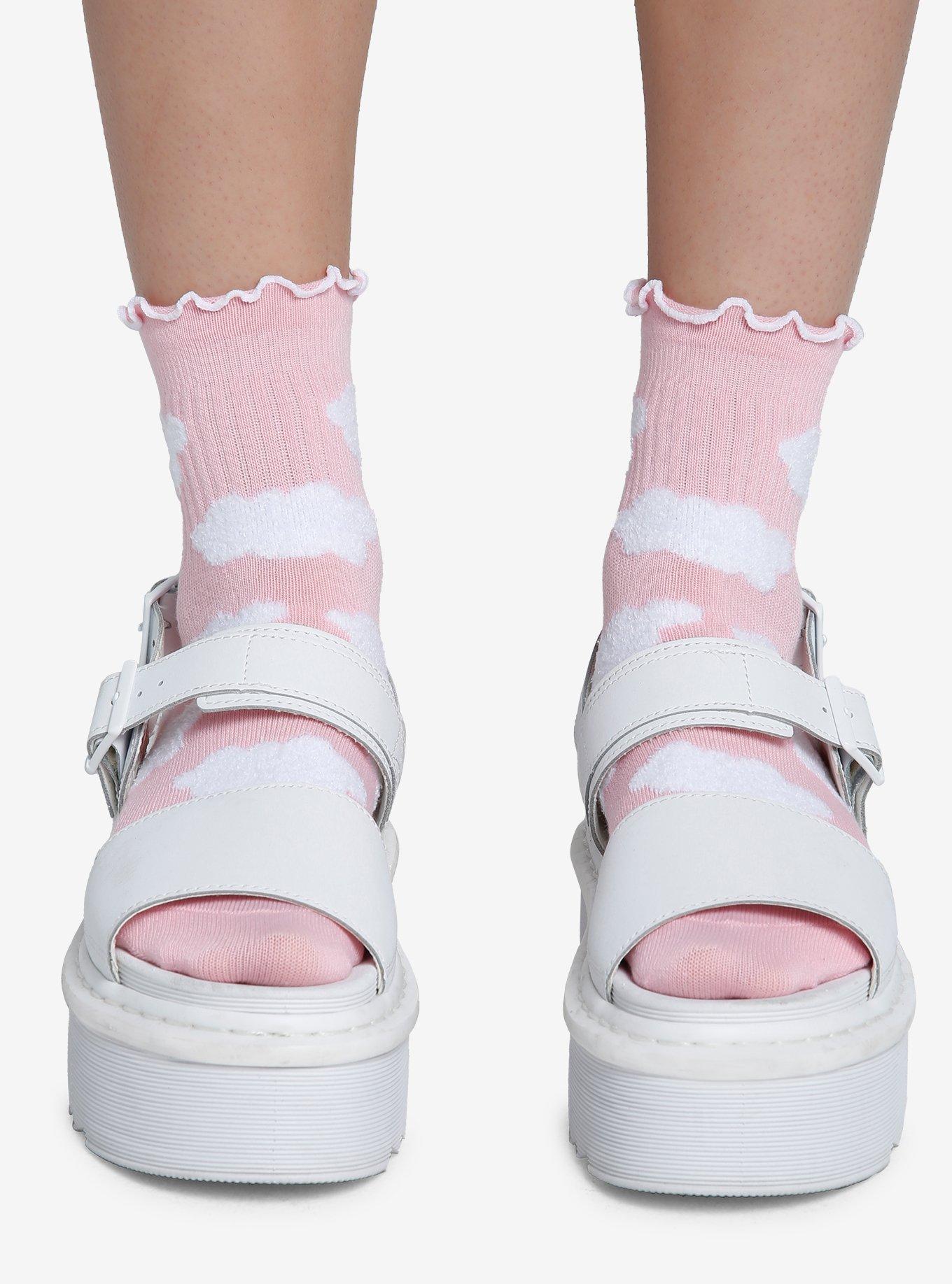 Pink Cloud Lettuce Trim Ankle Socks, , hi-res