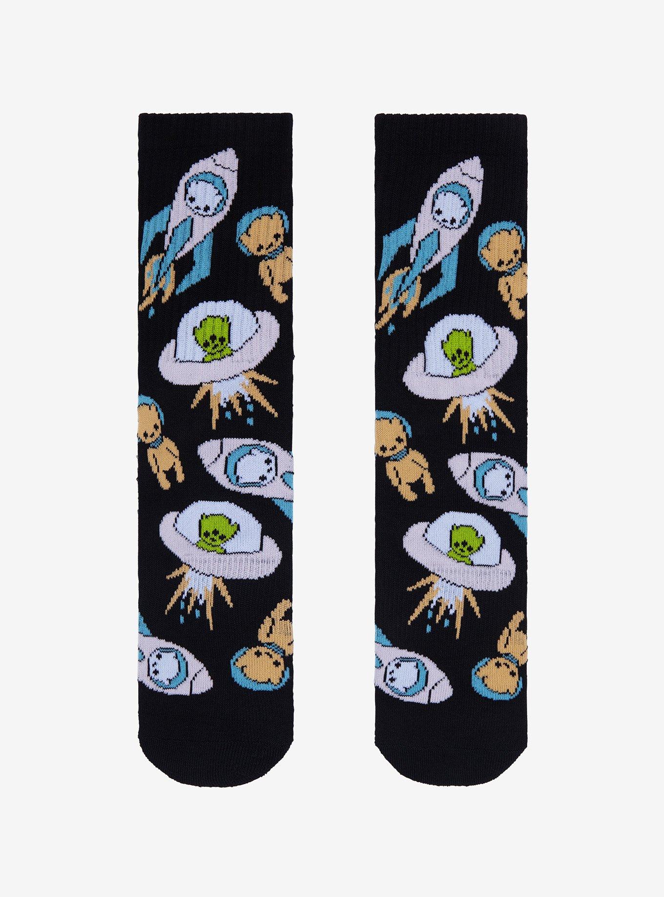 Alien Cats Crew Socks, , hi-res