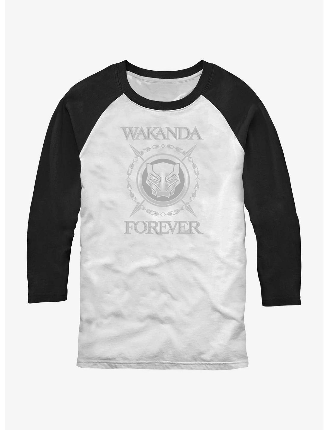 Marvel Black Panther Wakanda Forever Logo Raglan T-Shirt, WHTBLK, hi-res